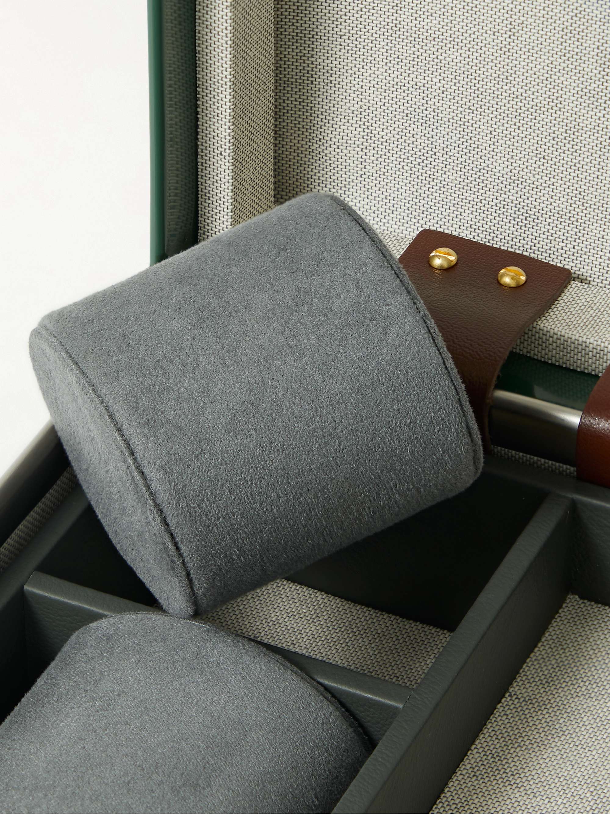 GLOBE-TROTTER Centenary Leather-Trimmed Vulcanised Fibreboard Three-Piece Watch Box