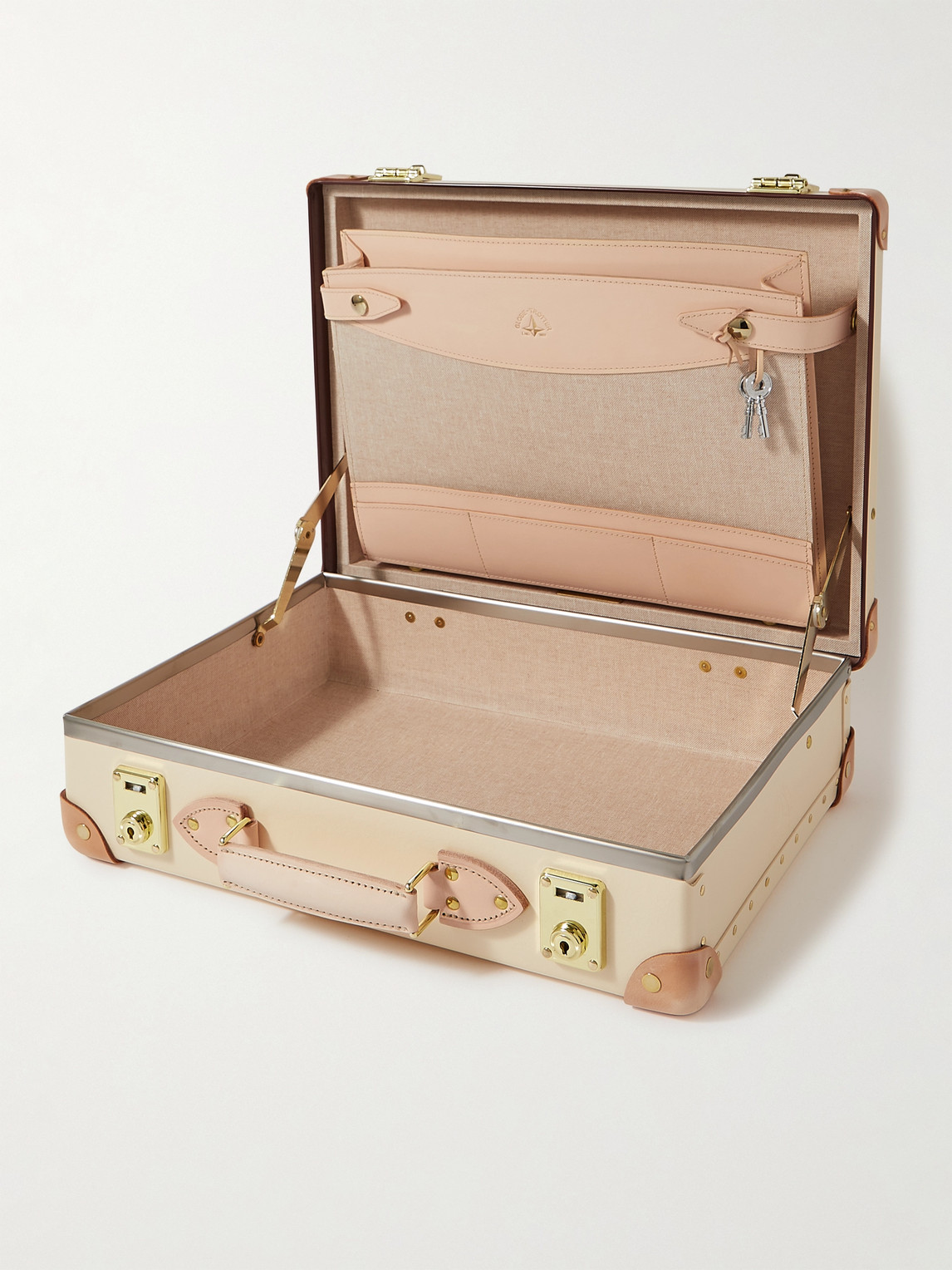 Shop Globe-trotter Carry-on Leather-trimmed Attaché Case In Neutrals