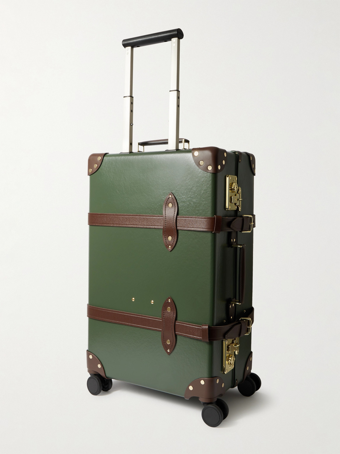 Shop Globe-trotter Check-in Leather-trimmed Trolley Case In Green