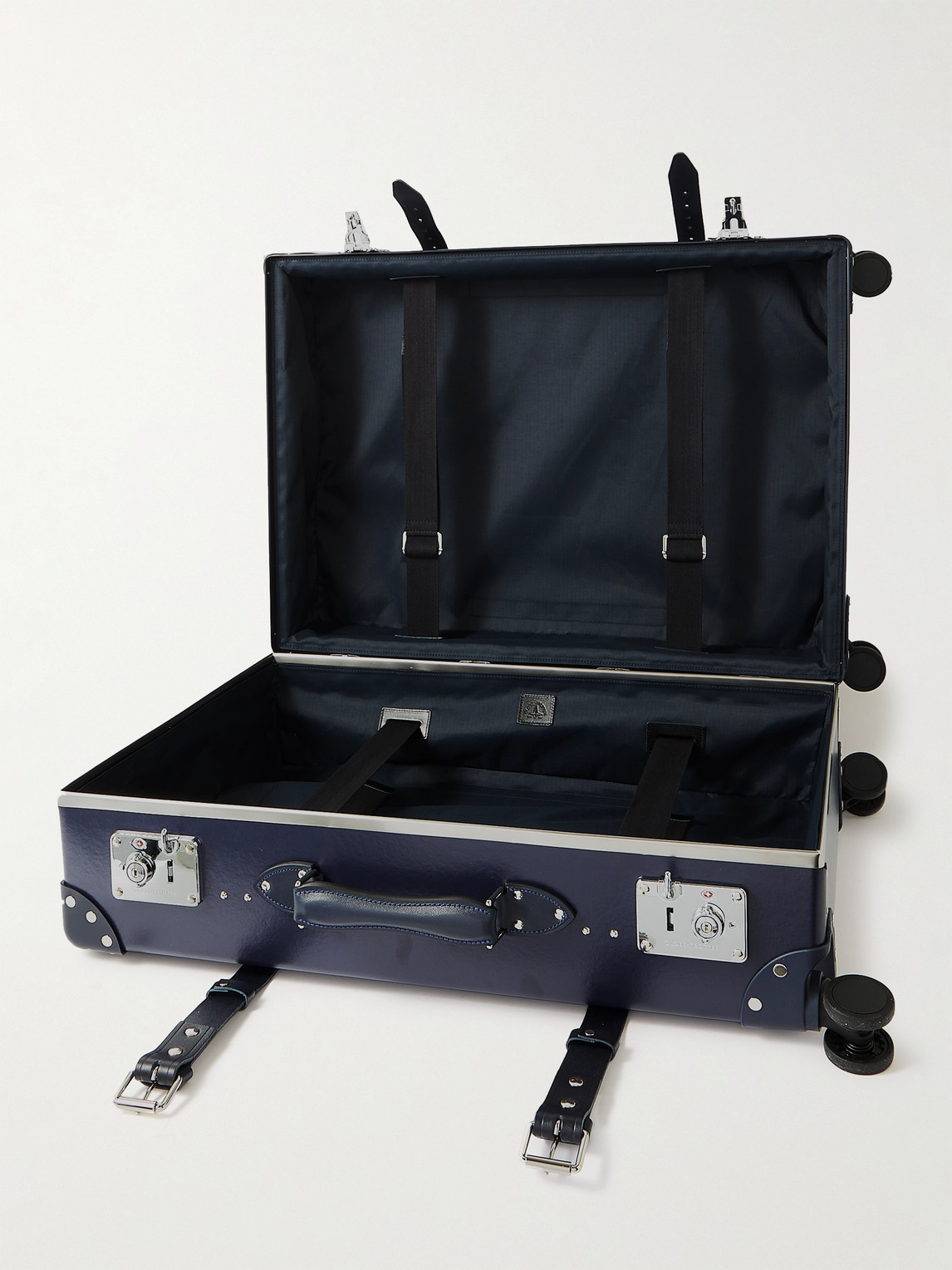 Shop Globe-trotter Centenary 30&quot; Leather-trimmed Suitcase In Blue