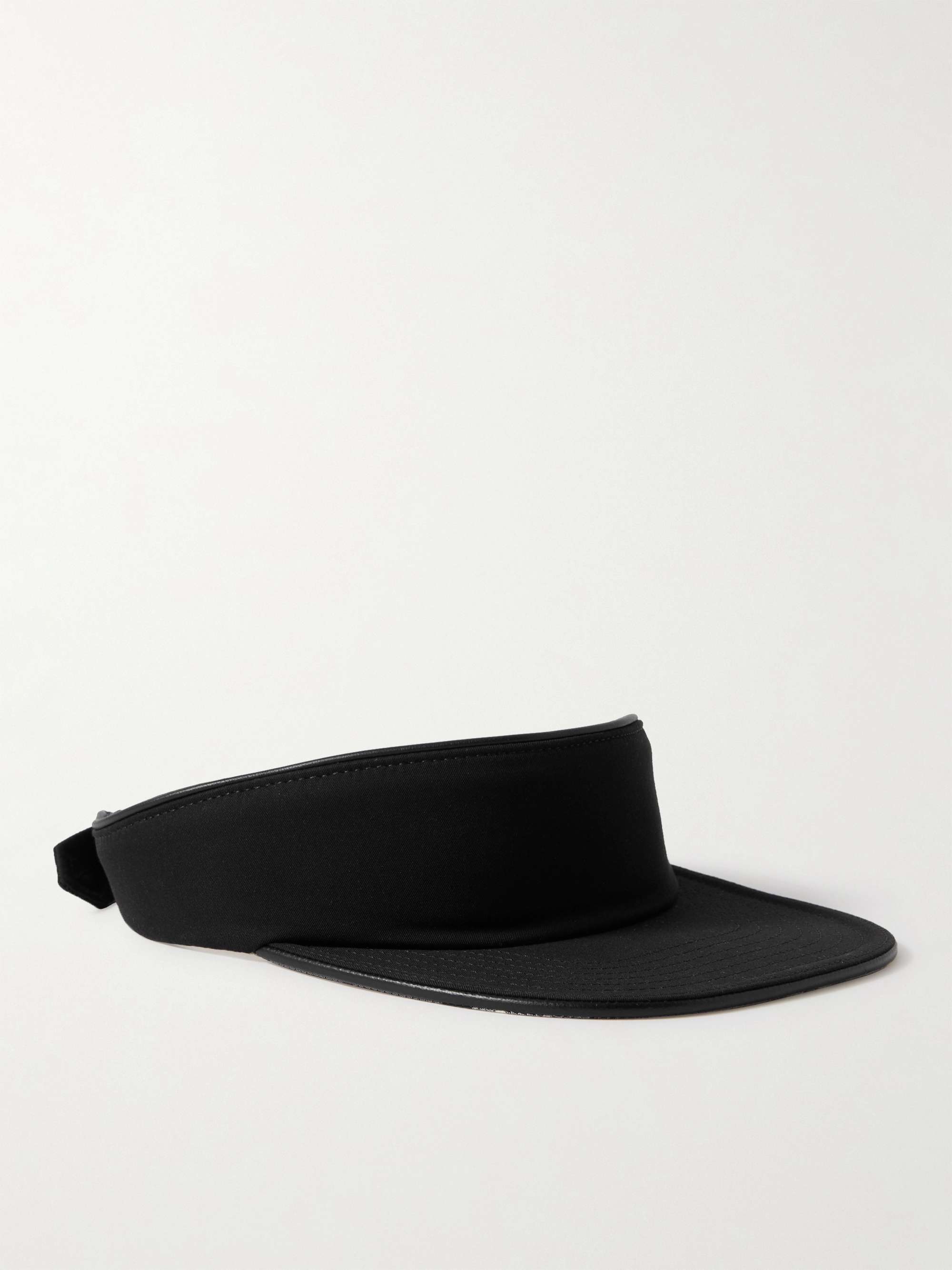 BURBERRY Logo-Embroidered Leather-Trimmed Cotton-Gabardine Visor