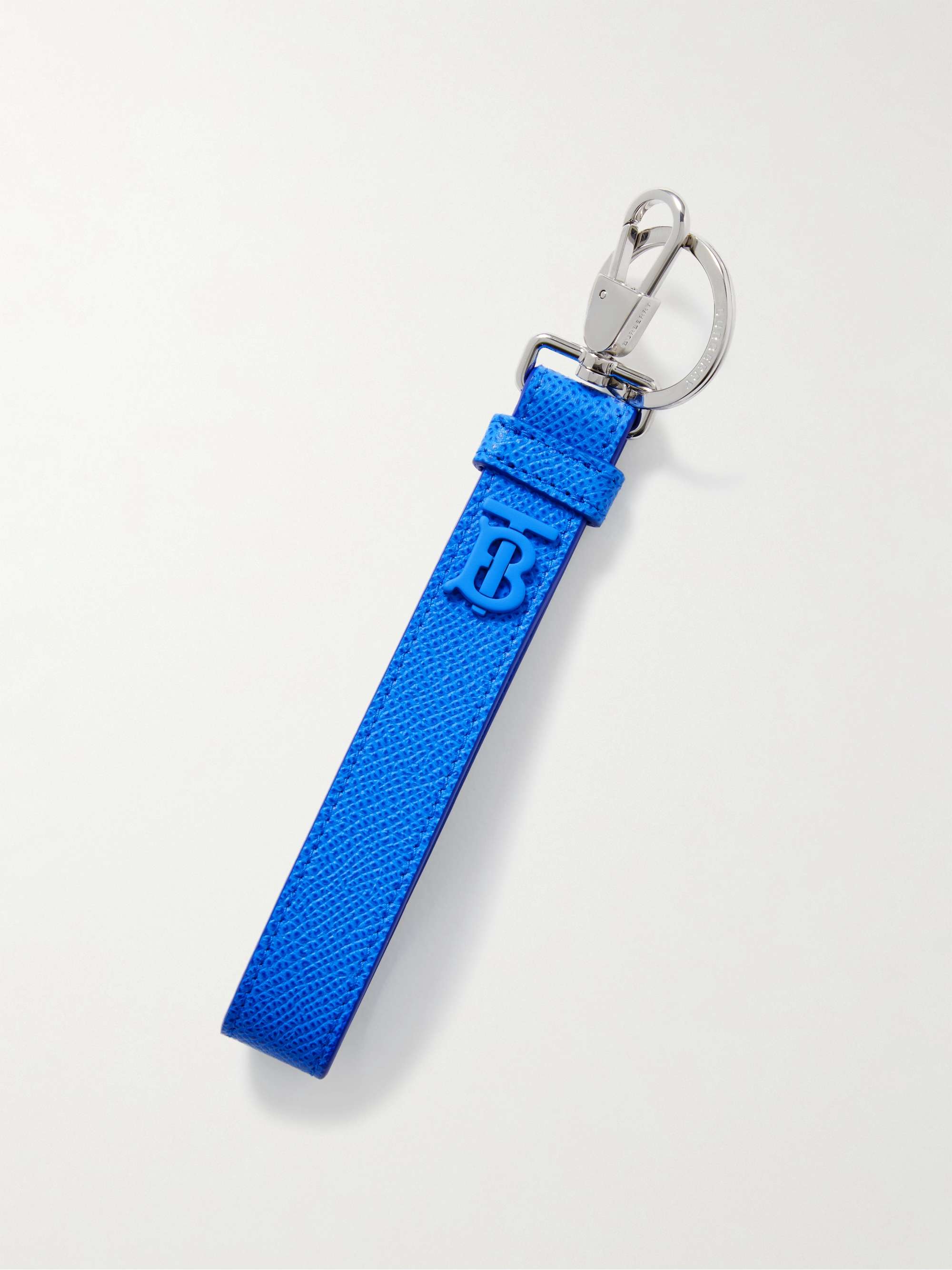 Blue Logo Appliqued Full Grain Leather Key Fob BURBERRY MR PORTER