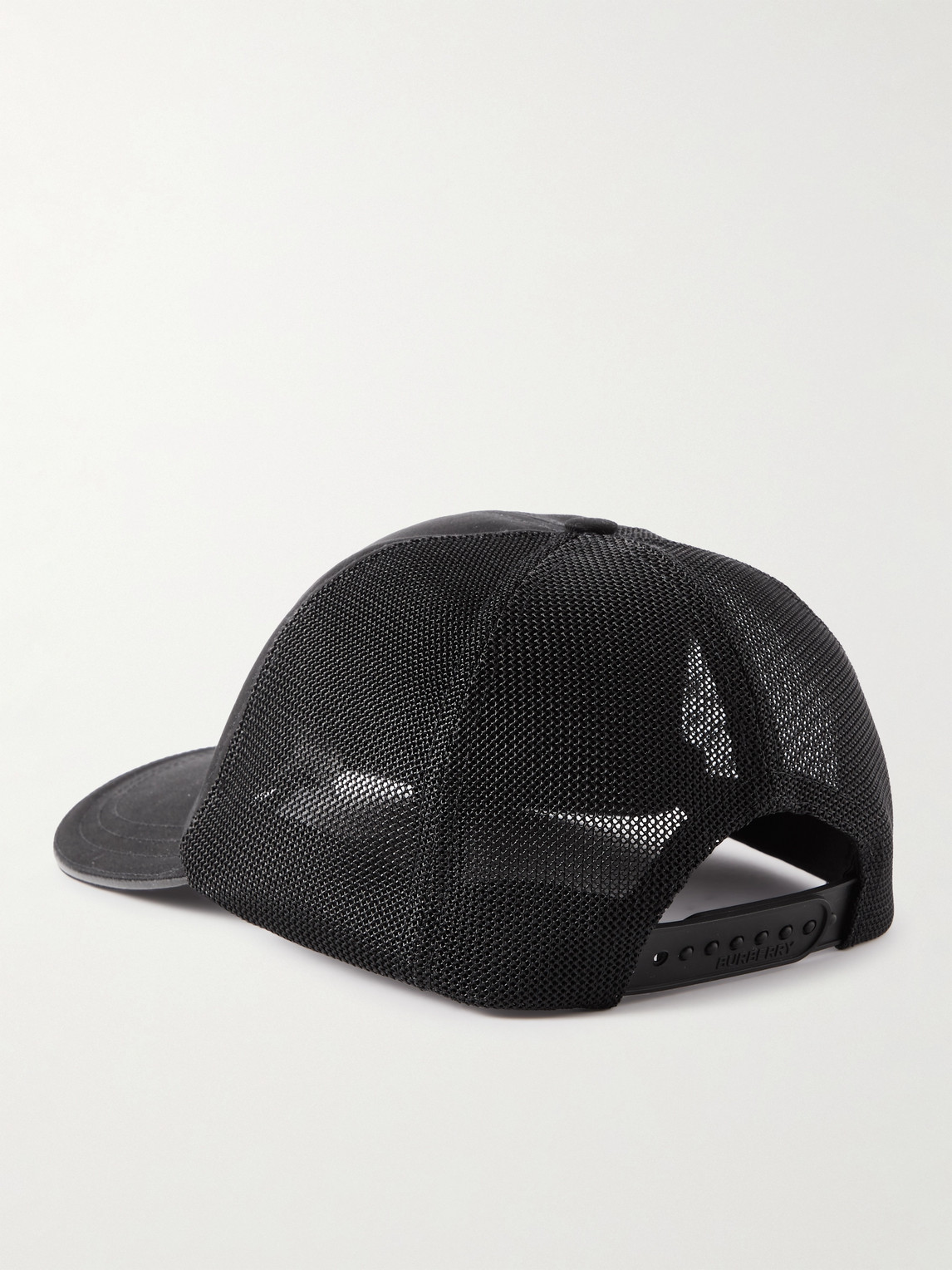 Shop Burberry Logo-embroidered Cotton-twill And Mesh Baseball Cap In Black