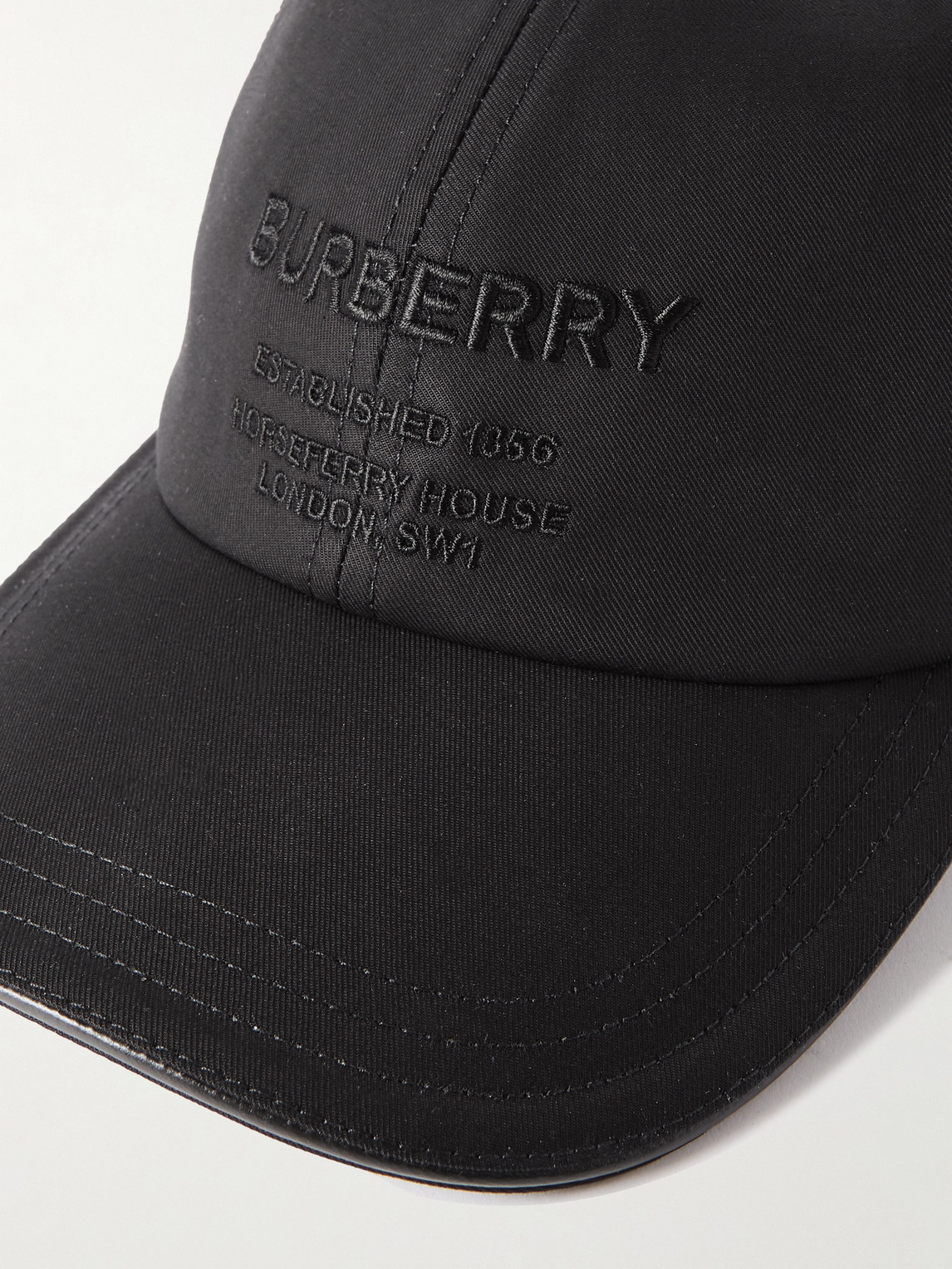 Shop Burberry Logo-embroidered Cotton-twill And Mesh Baseball Cap In Black