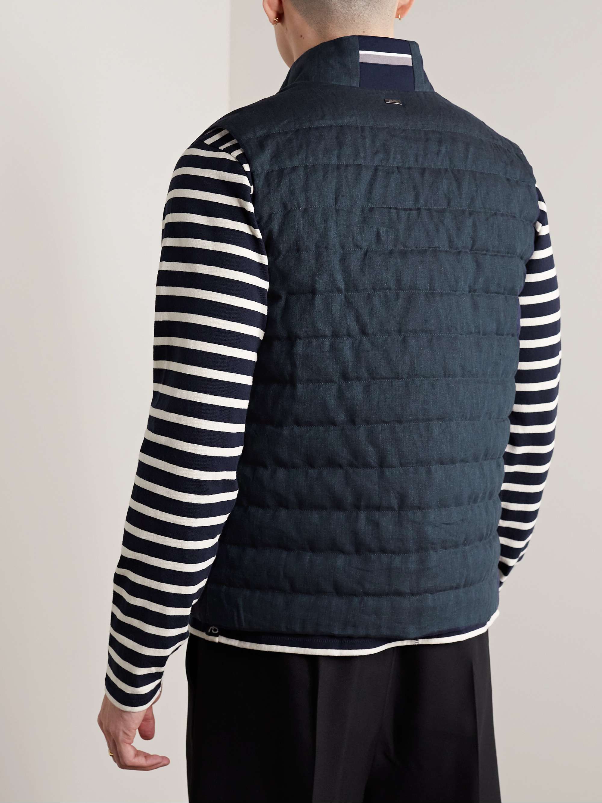 HERNO Quilted Linen Down Gilet