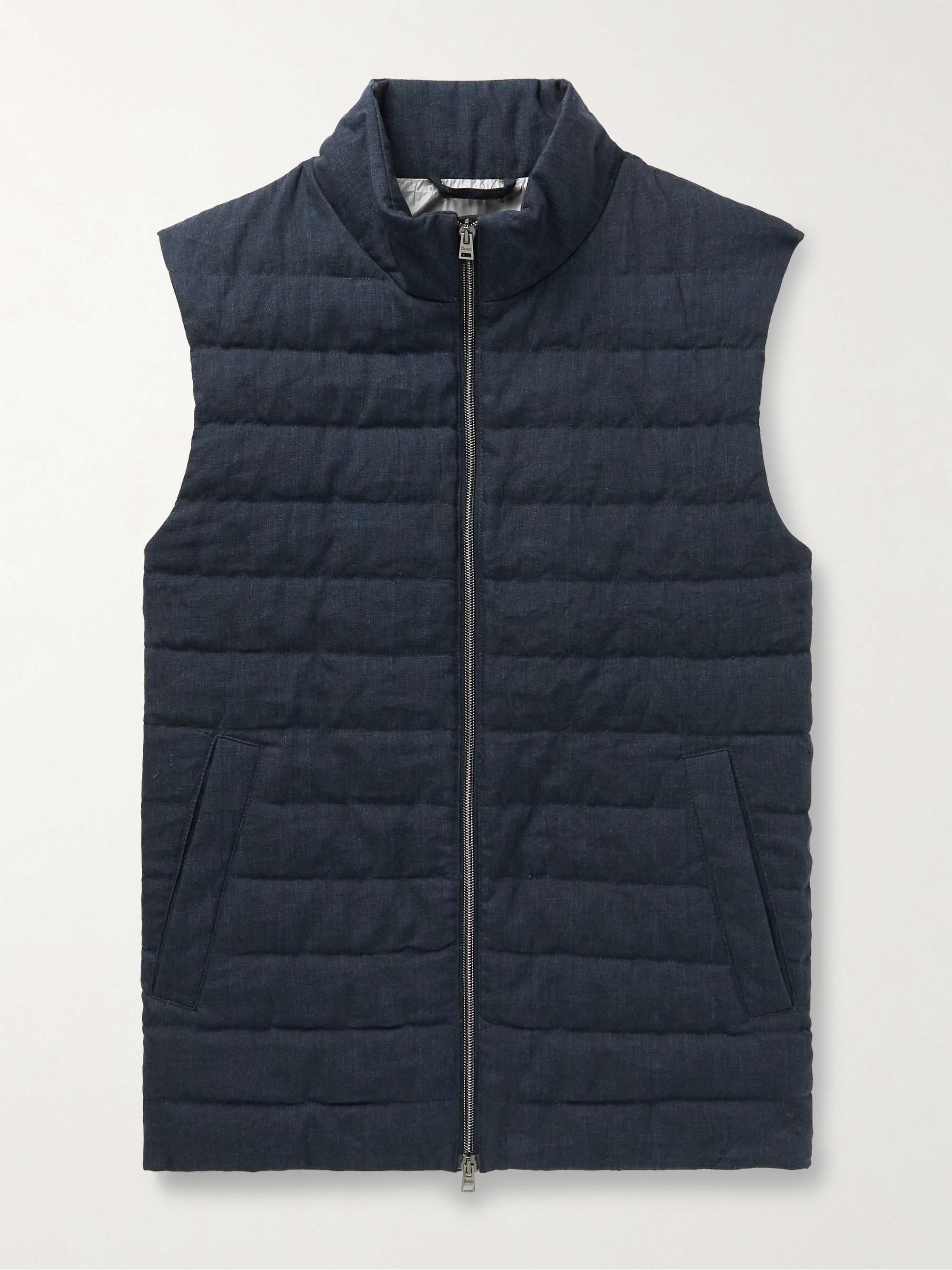 HERNO Quilted Linen Down Gilet