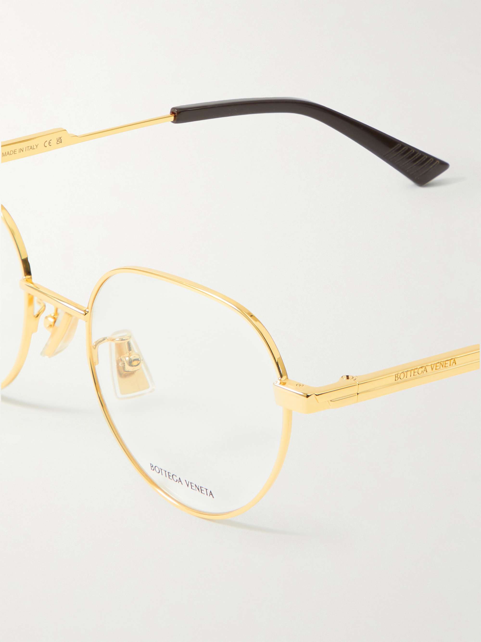 BOTTEGA VENETA EYEWEAR Round-Frame Gold-Tone Optical Glasses