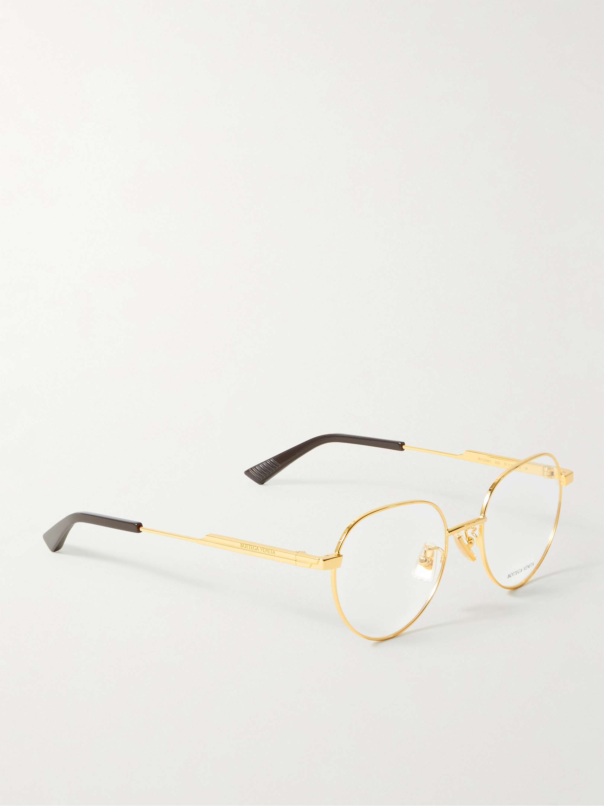 BOTTEGA VENETA EYEWEAR Round-Frame Gold-Tone Optical Glasses