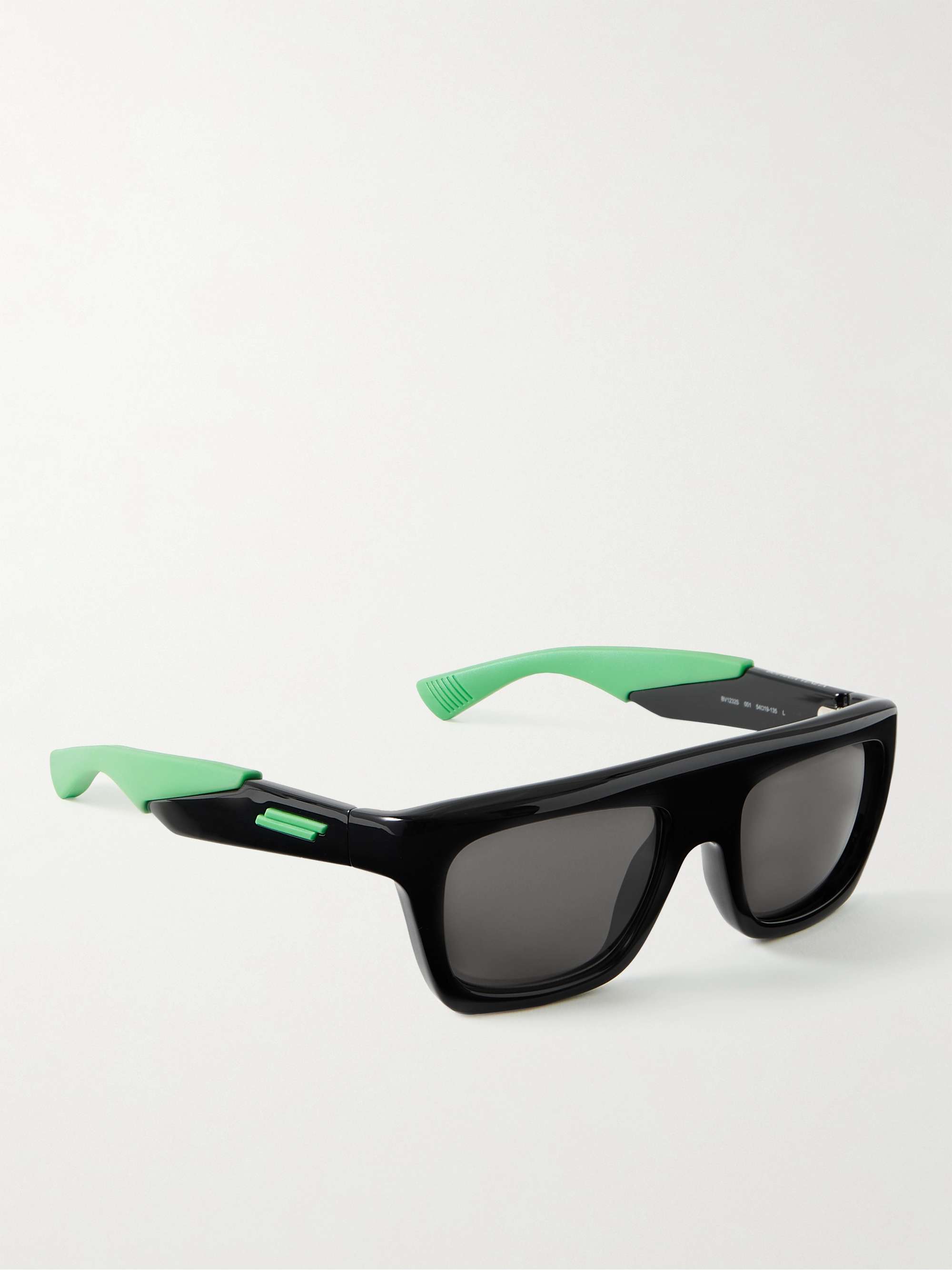 BOTTEGA VENETA EYEWEAR Square-Framed Rubber-Trimmed Acetate Sunglasses