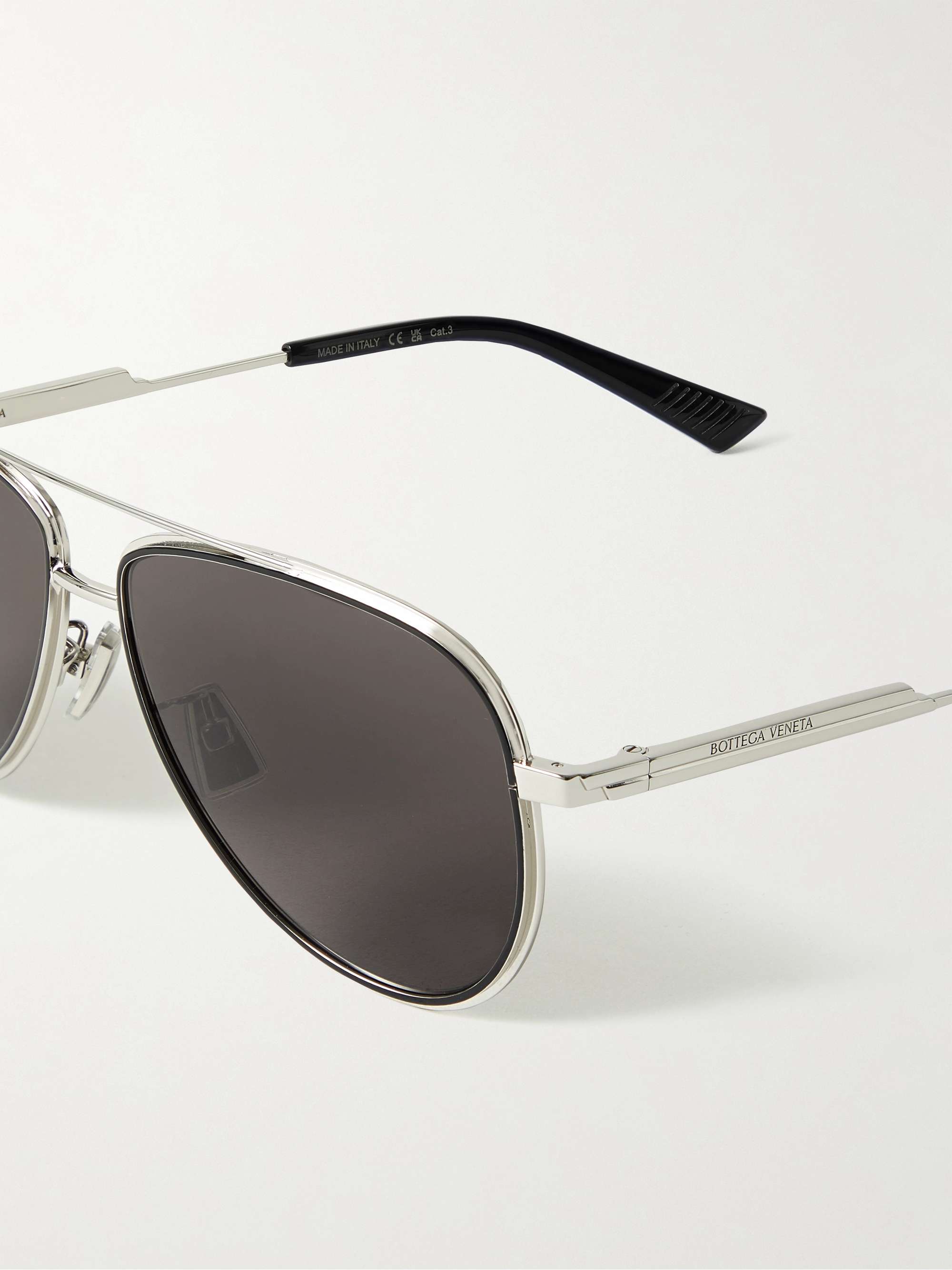 BOTTEGA VENETA EYEWEAR Aviator-Style Silver-Tone Sunglasses