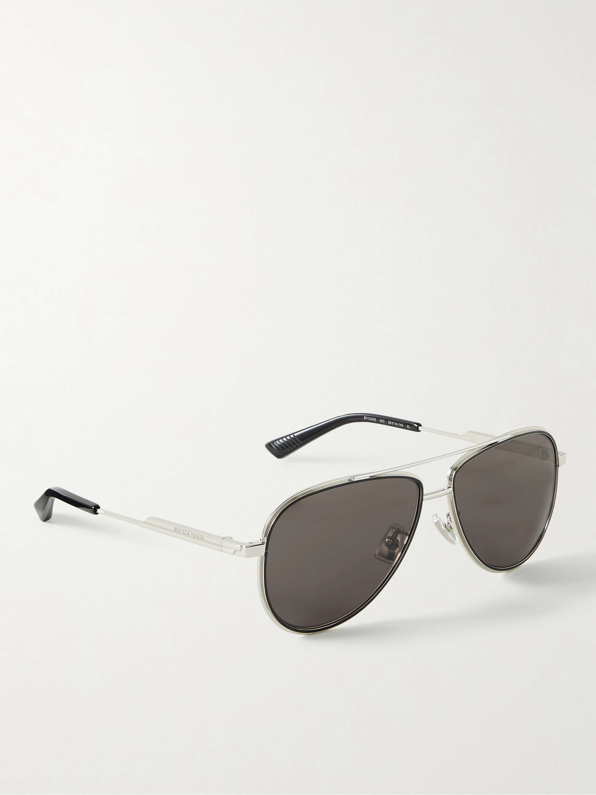 BOTTEGA VENETA EYEWEAR Aviator-Style Silver-Tone Sunglasses