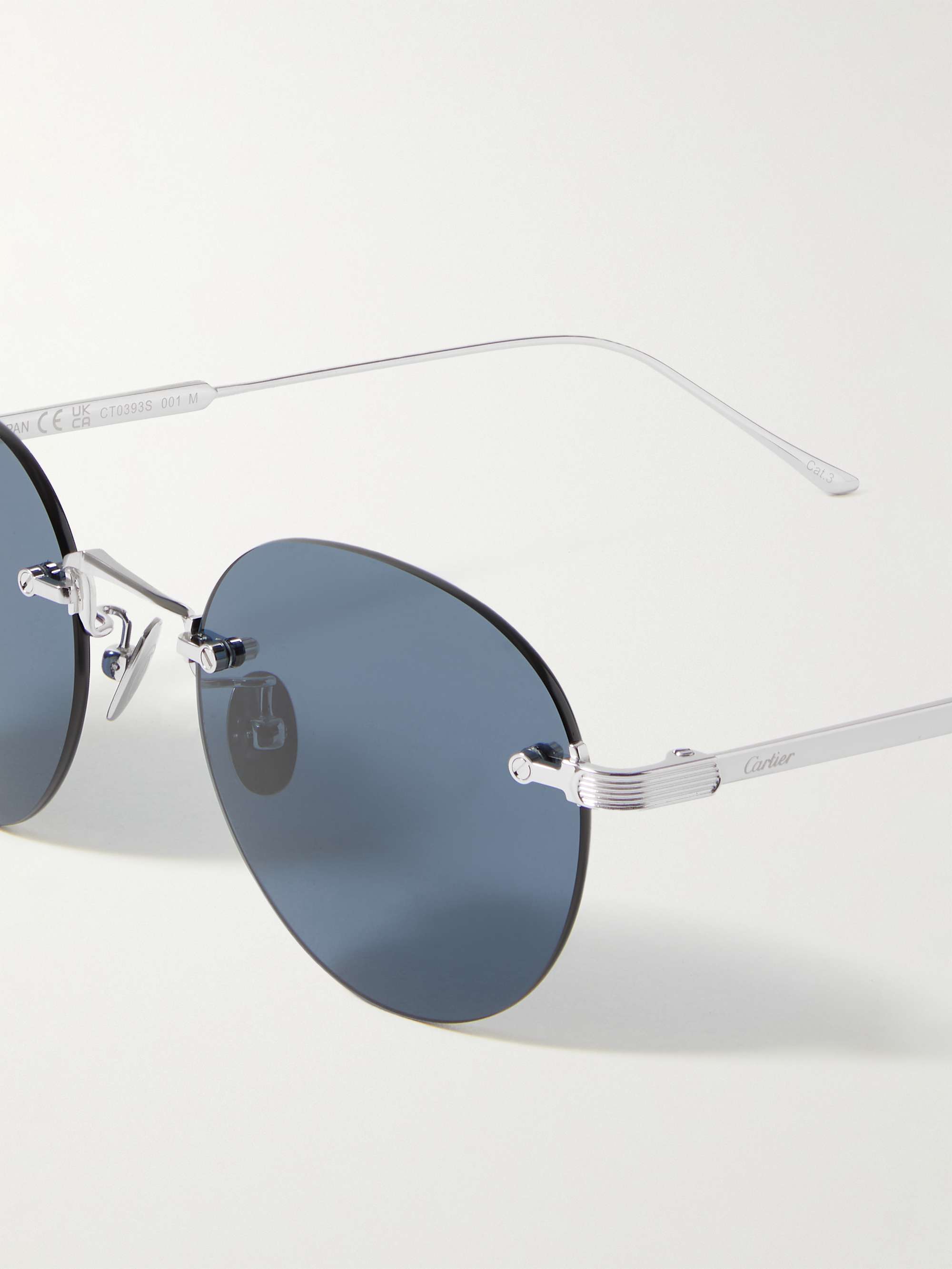CARTIER EYEWEAR Frameless Silver-Tone Sunglasses