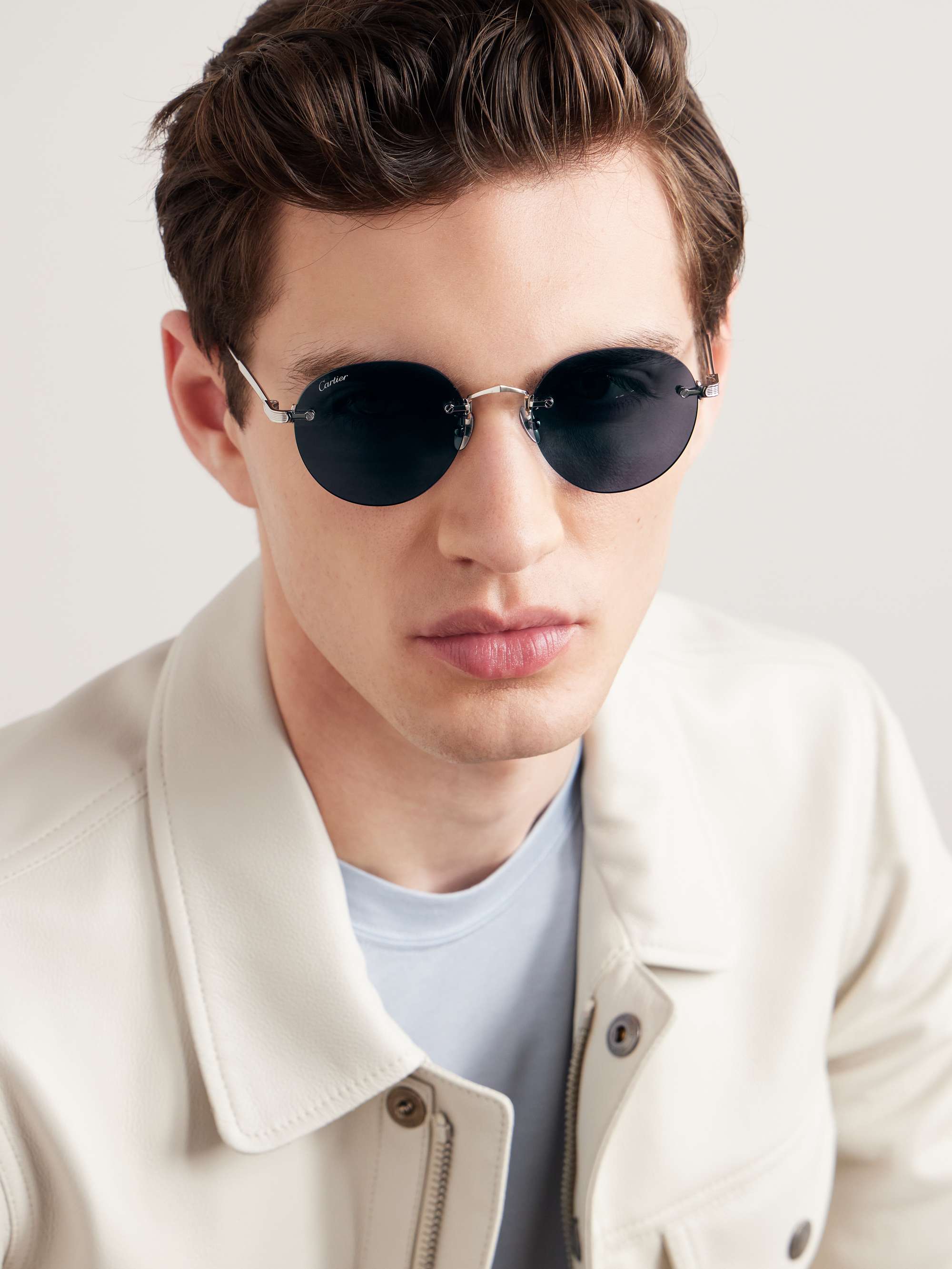 CARTIER EYEWEAR Frameless Silver-Tone Sunglasses | MR PORTER