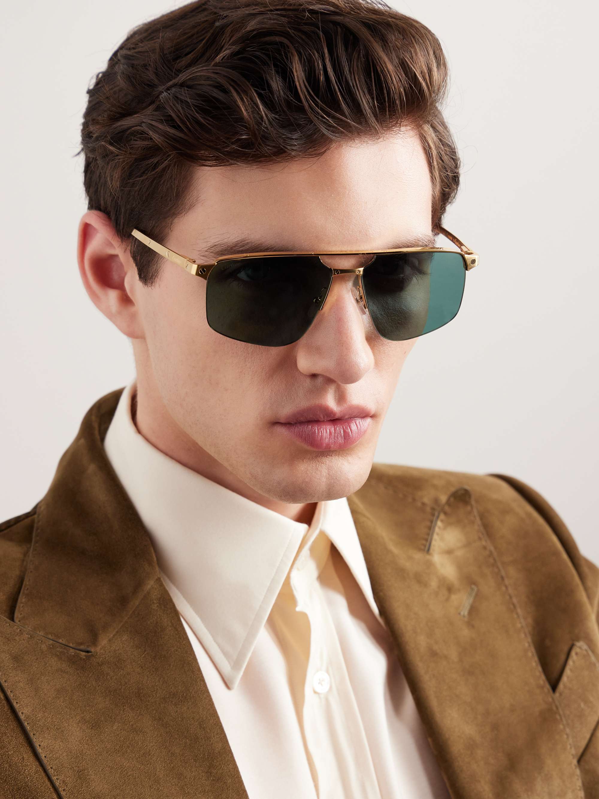 CARTIER EYEWEAR AviatorStyle GoldTone Sunglasses for Men MR PORTER