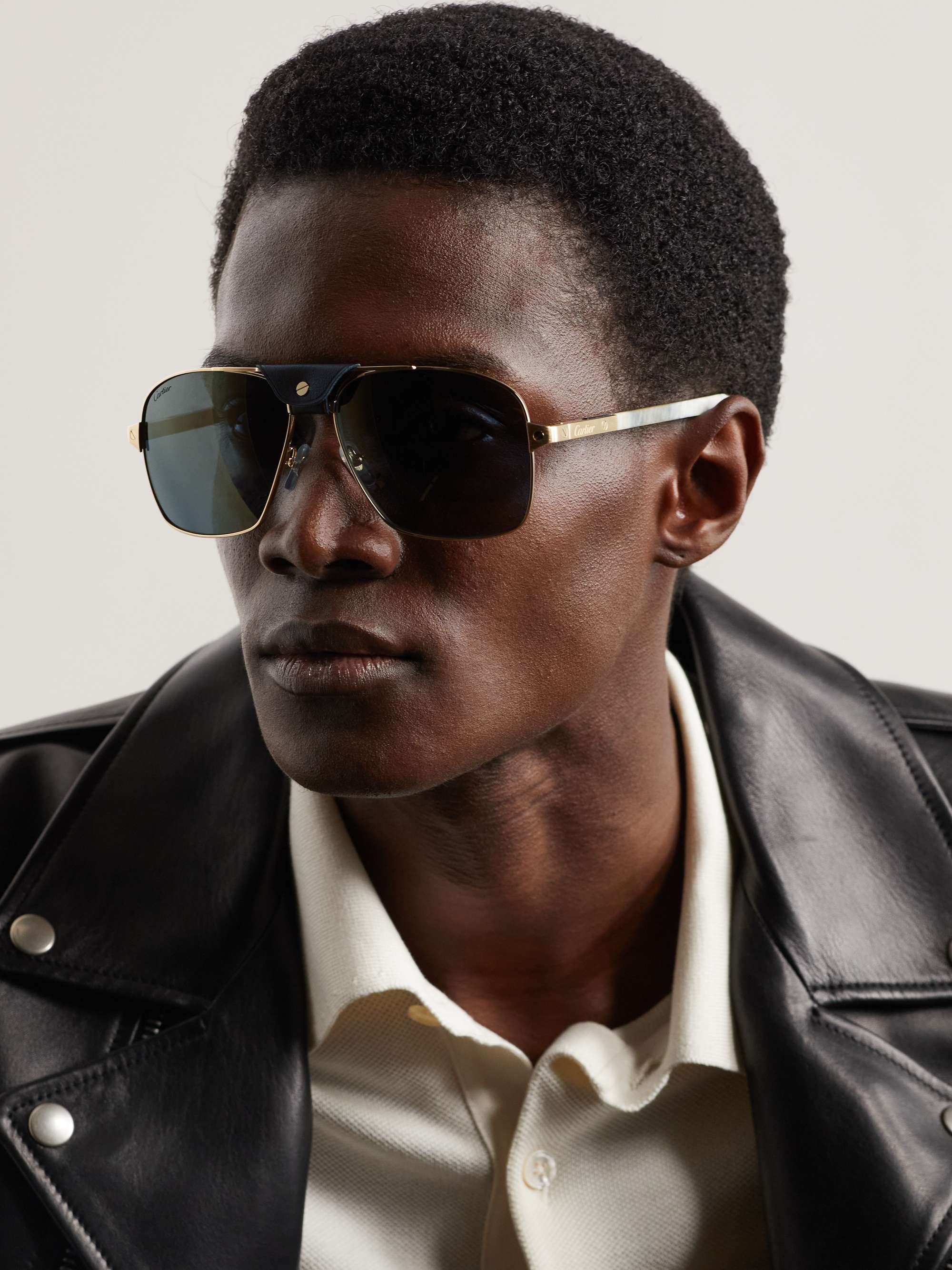 Aviator Sunglasses With Leather Pouch in Gold - Celine Eyewear