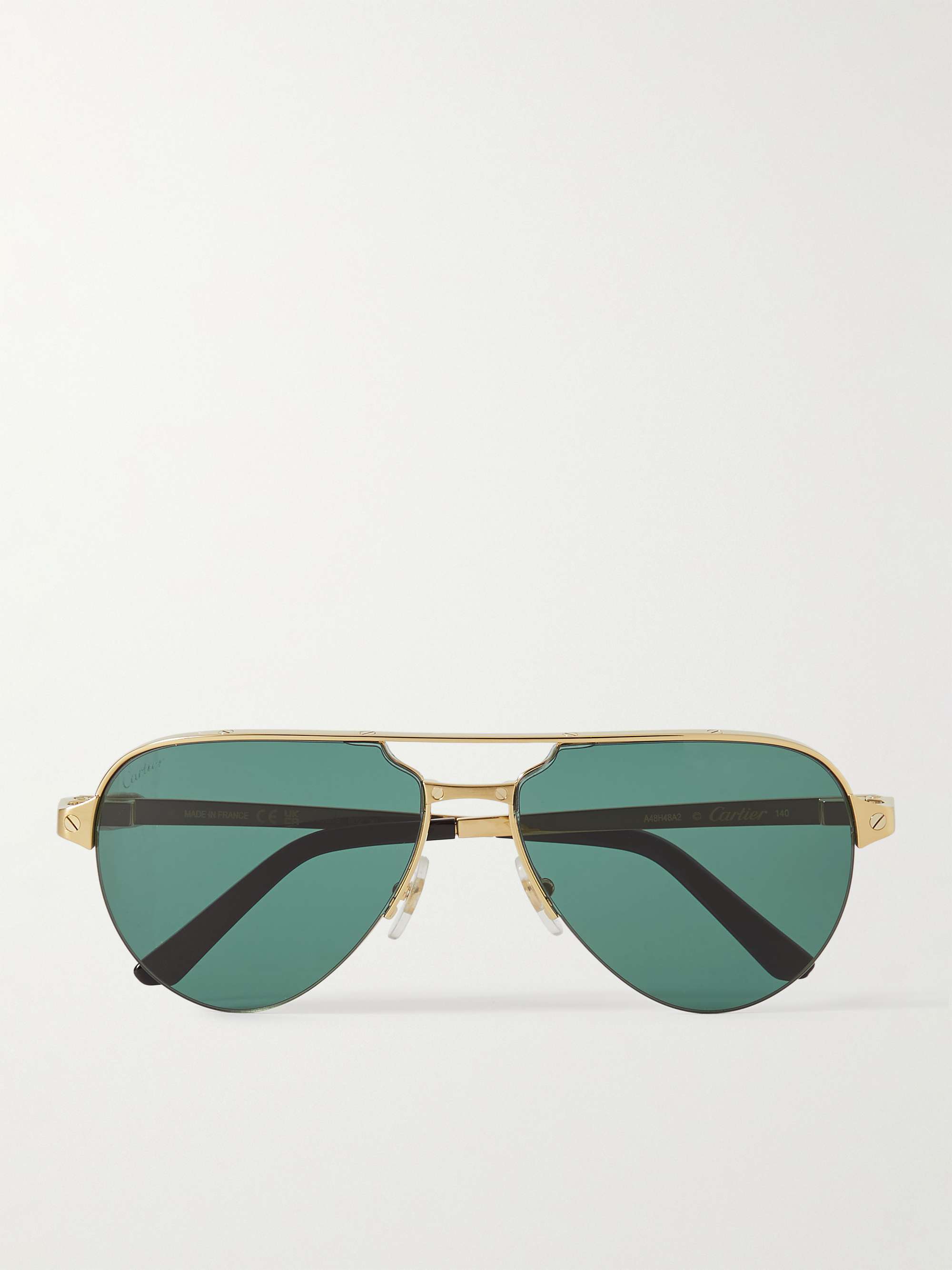 Aviator-style acetate and gold-tone sunglasses