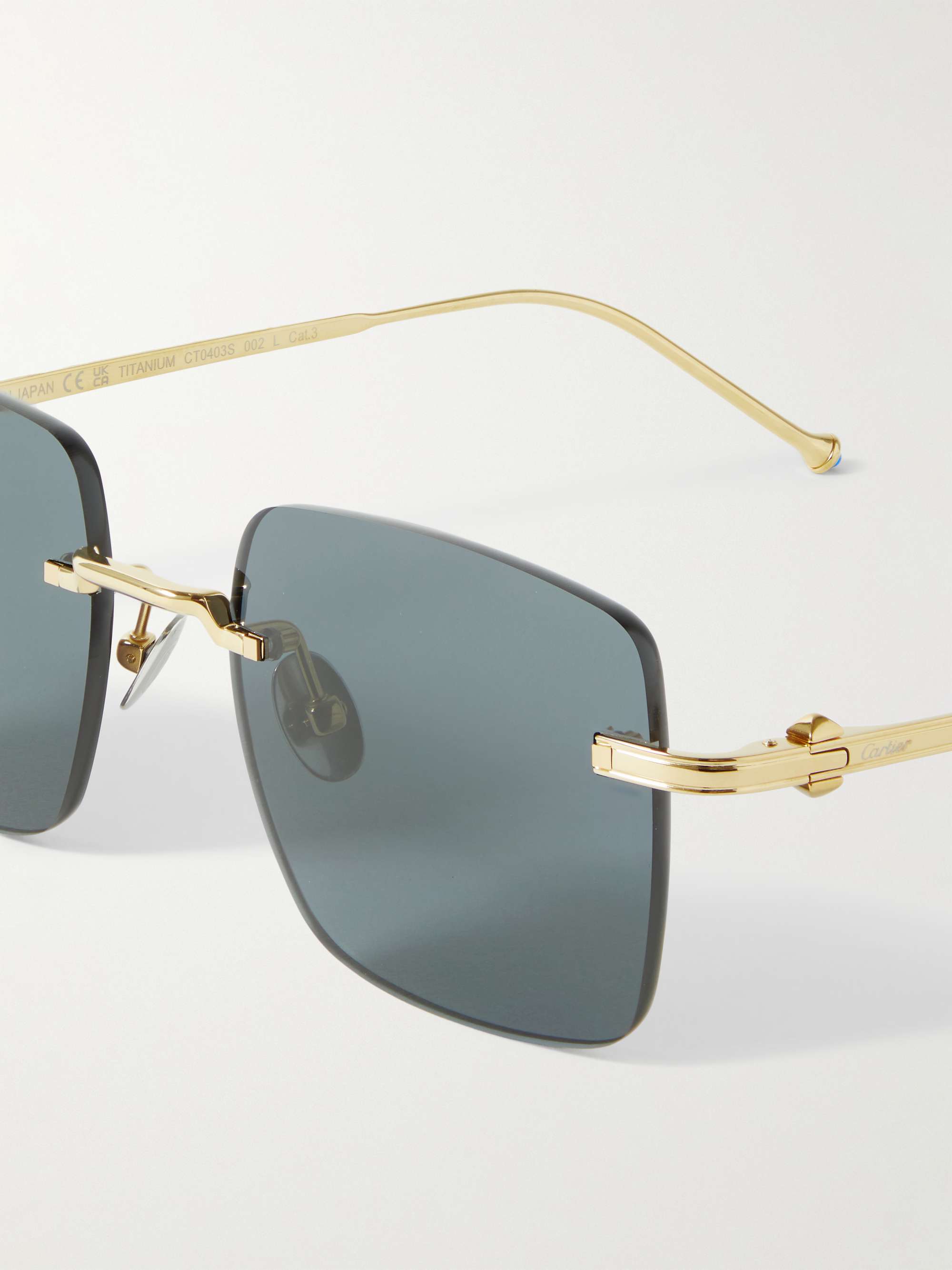 CARTIER EYEWEAR Frameless Gold-Tone Sunglasses