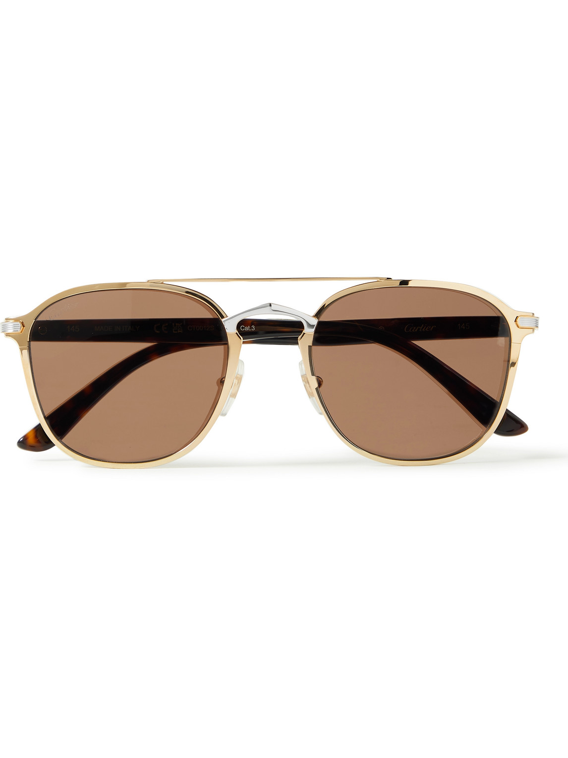 Cartier Aviator-style Gold-tone, Silver-tone And Tortoiseshell Acetate Sunglasses