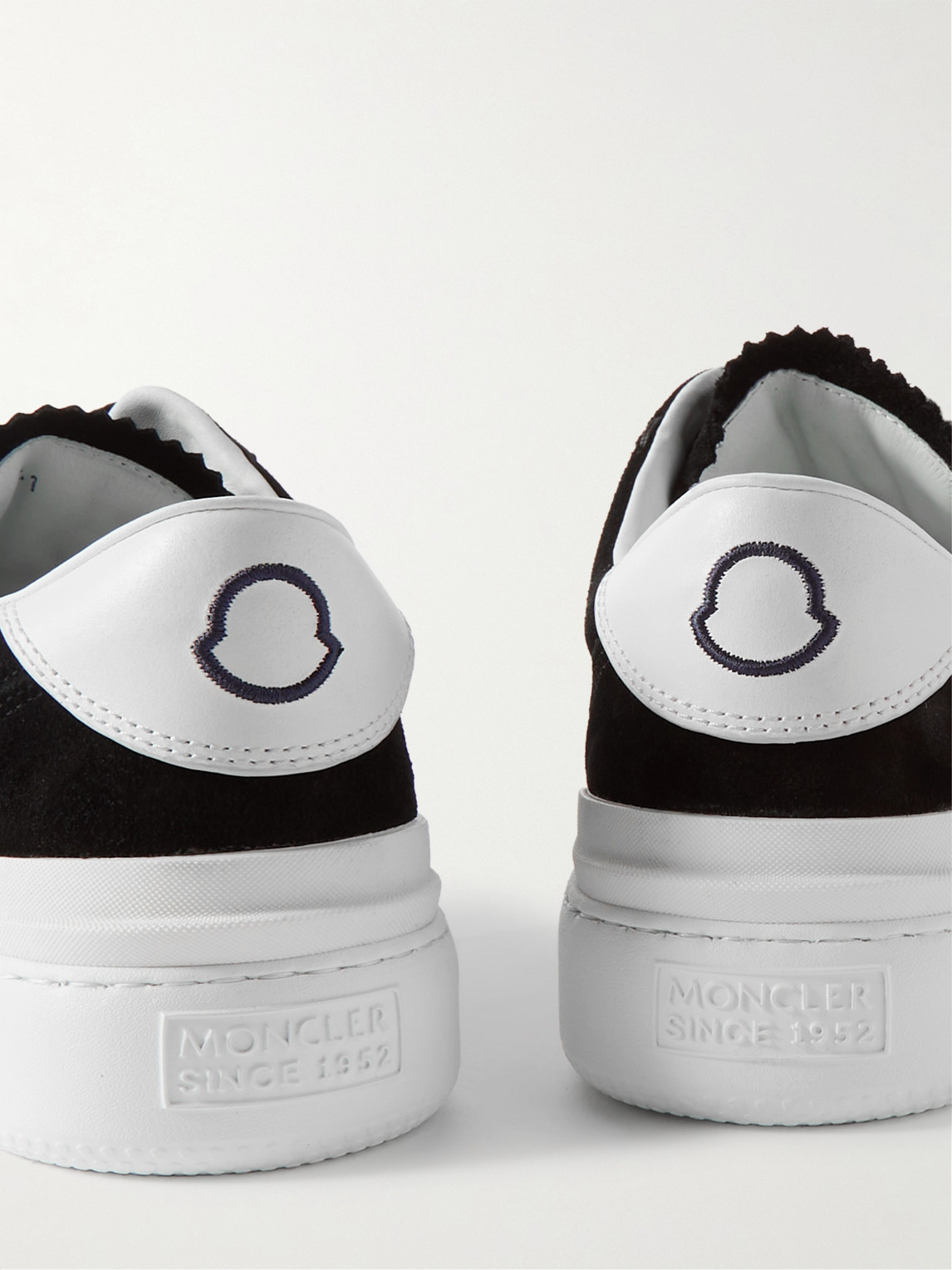 Shop Moncler Monaco M Leather-trimmed Suede Sneakers In Black