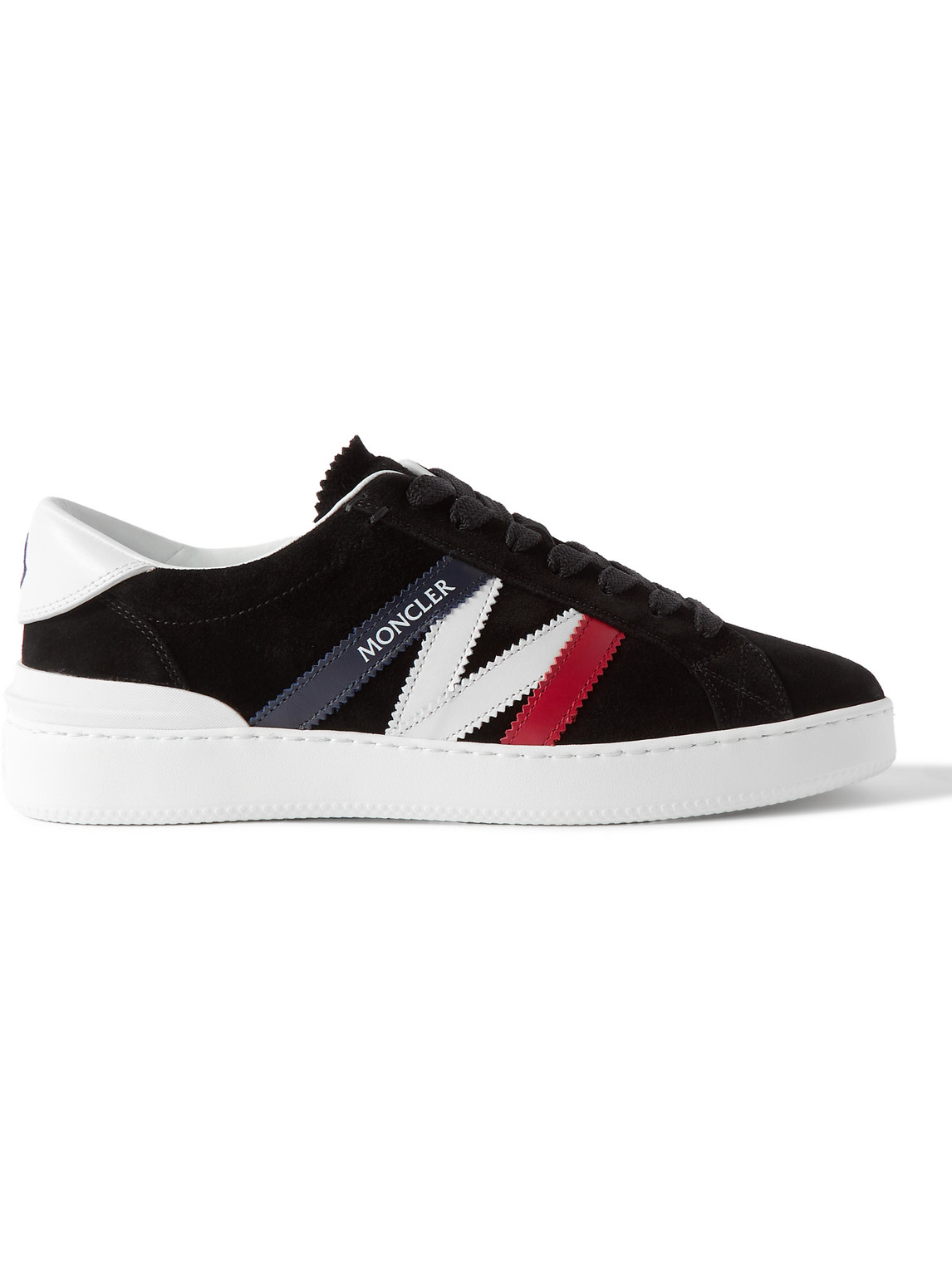 Shop Moncler Monaco M Leather-trimmed Suede Sneakers In Black