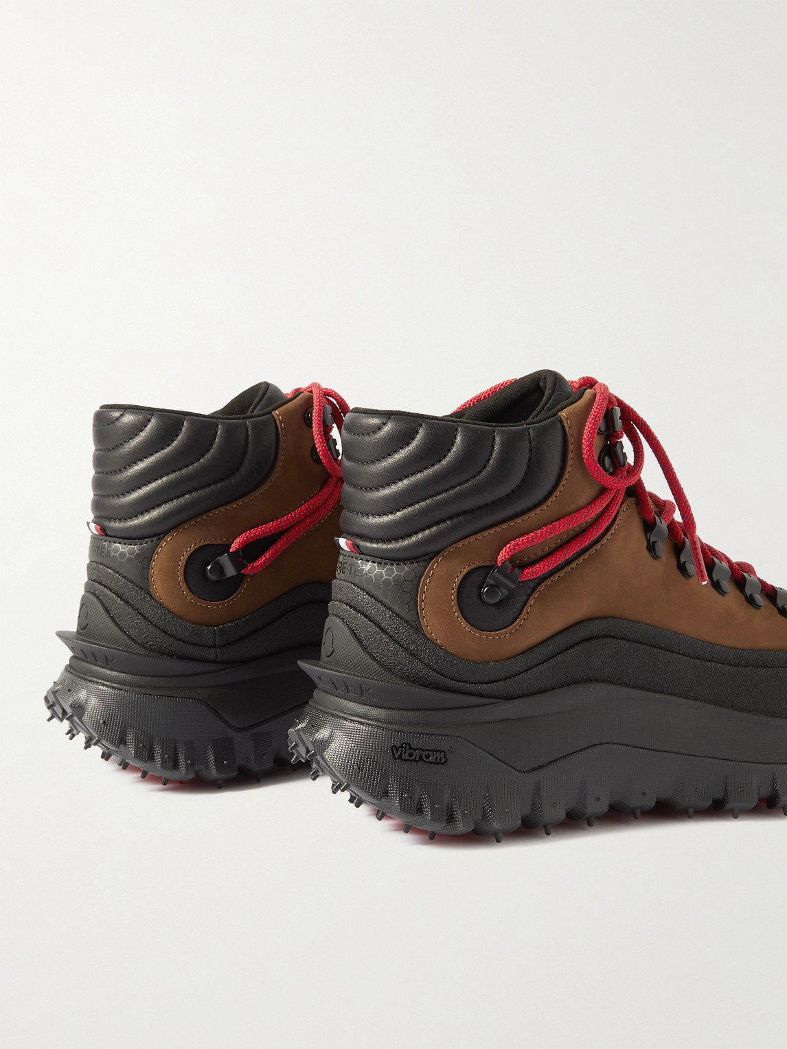 Shop Moncler Trailgrip Gtx Leather Hiking Boots In Red