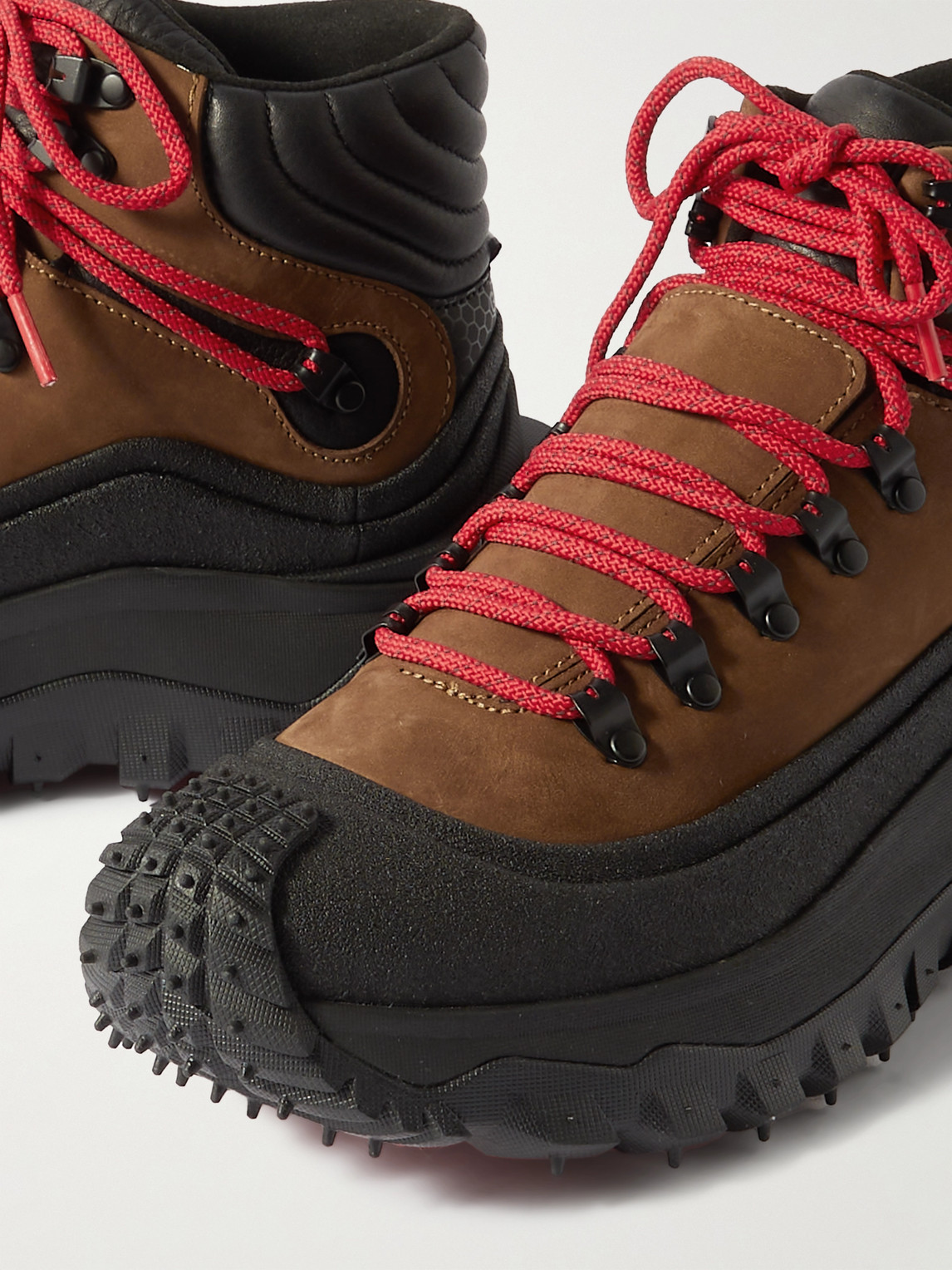 Shop Moncler Trailgrip Gtx Leather Hiking Boots In Red