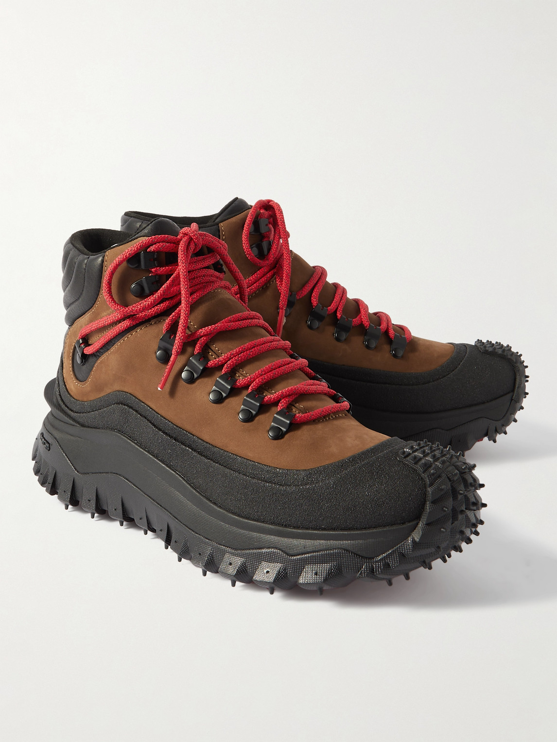 Shop Moncler Trailgrip Gtx Leather Hiking Boots In Red