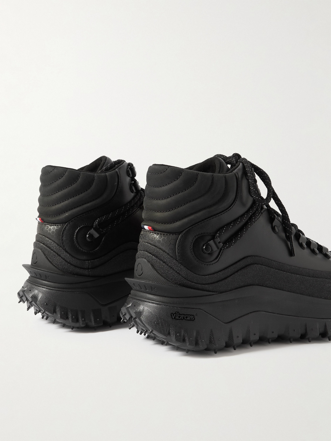 Shop Moncler Trailgrip Gtx Leather Hiking Boots In Black