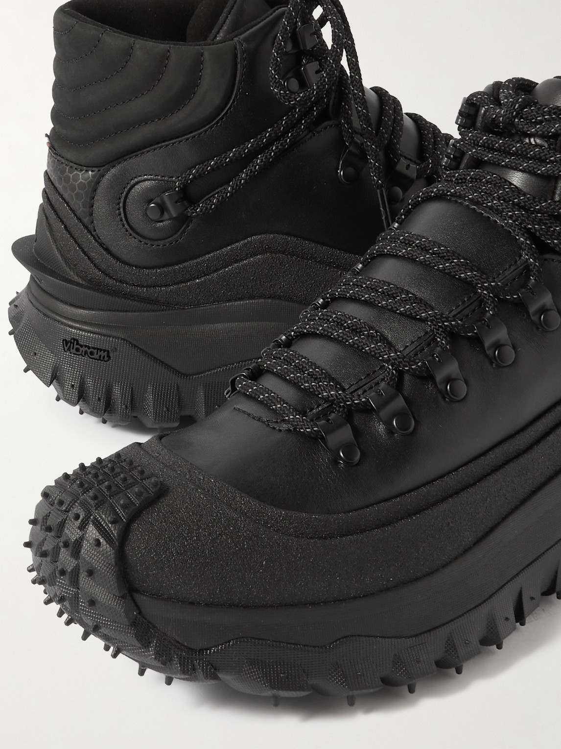 Shop Moncler Trailgrip Gtx Leather Hiking Boots In Black