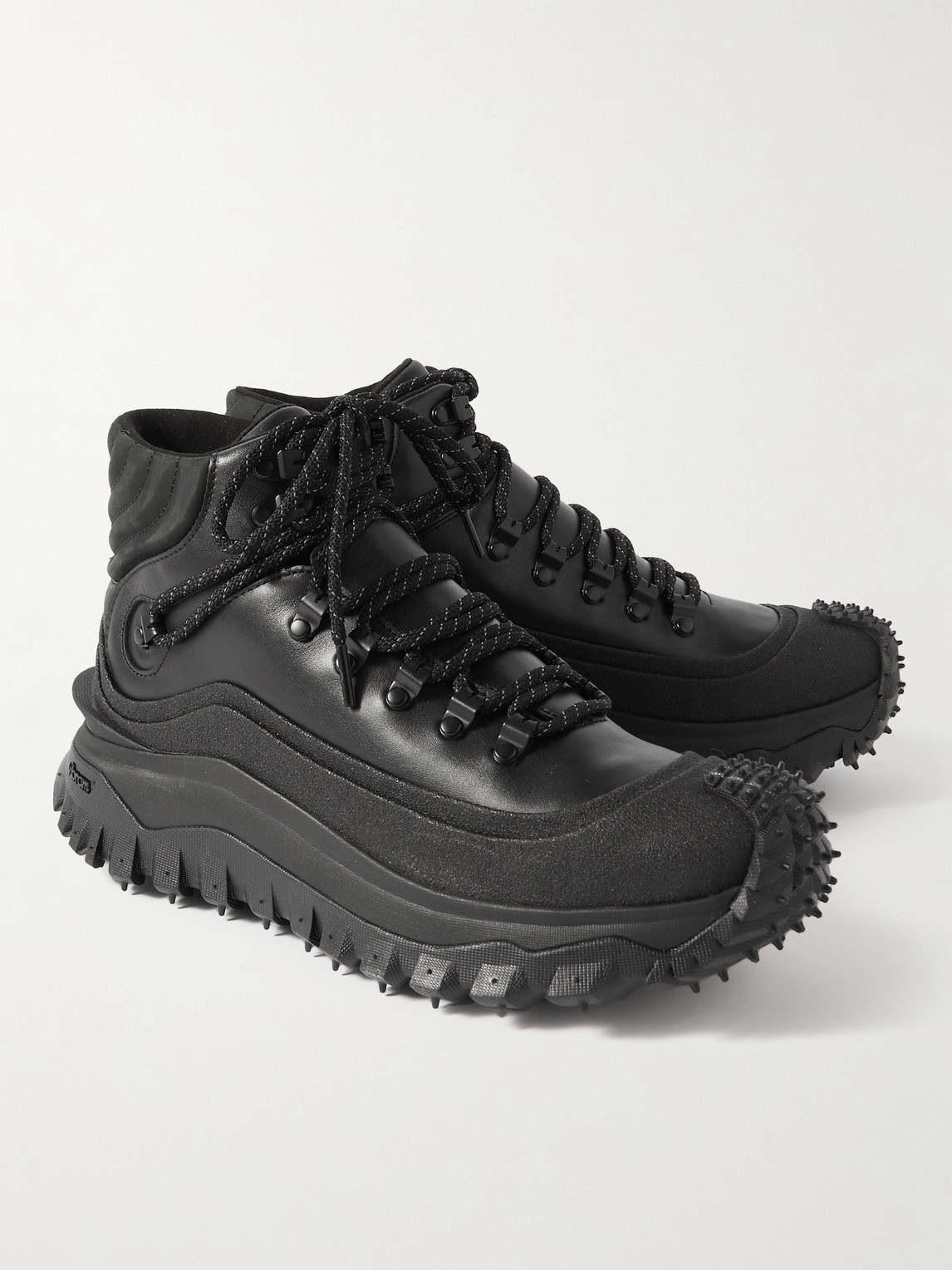 Shop Moncler Trailgrip Gtx Leather Hiking Boots In Black