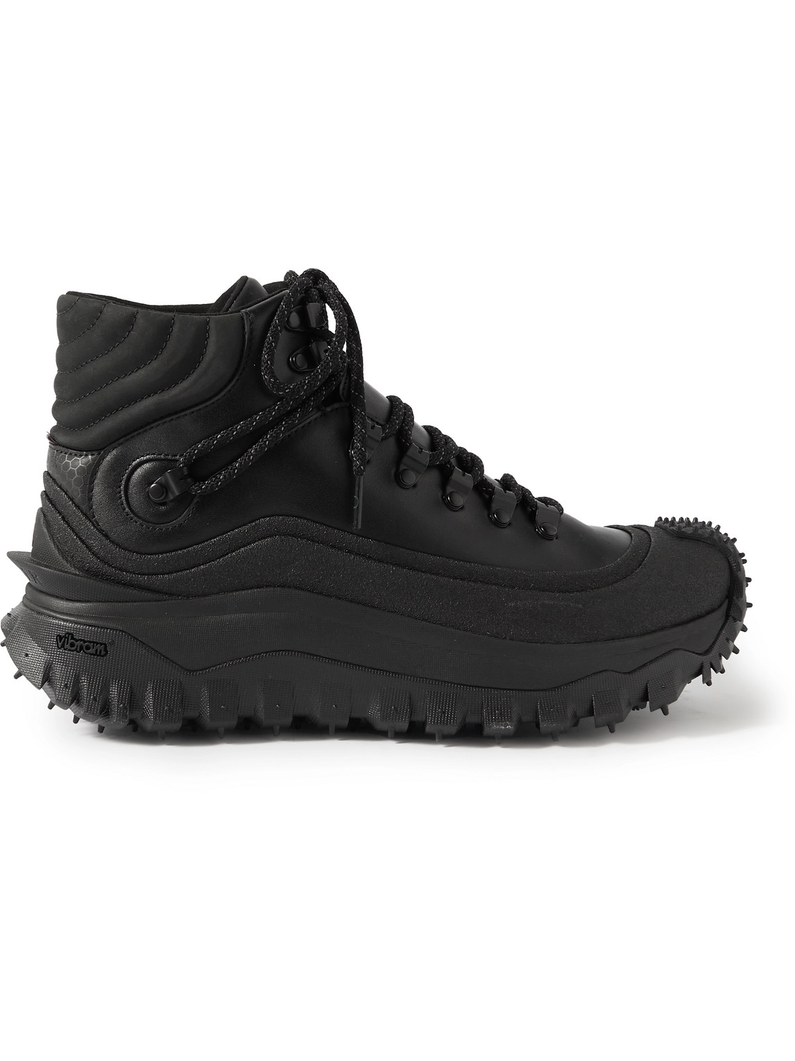 Shop Moncler Trailgrip Gtx Leather Hiking Boots In Black