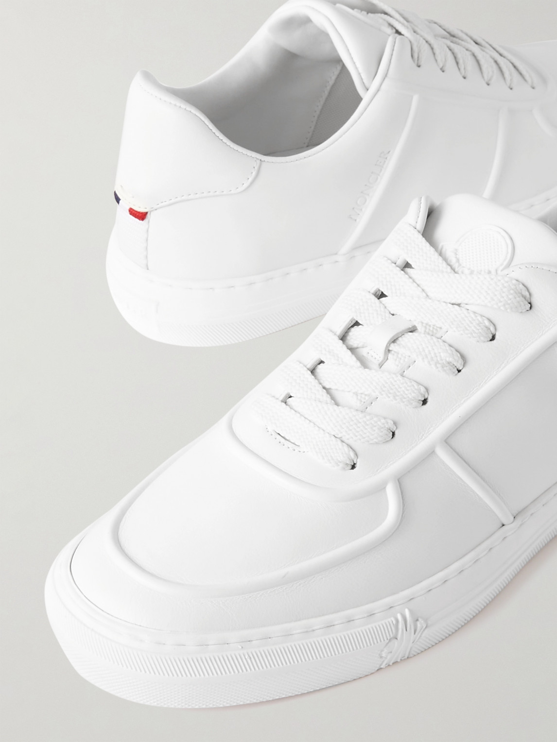 Shop Moncler Neue York Logo-appliquéd Leather Sneakers In White