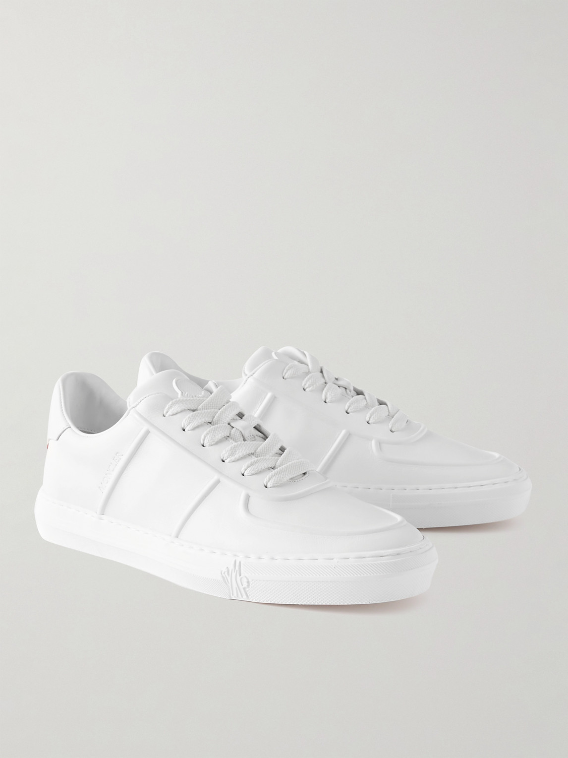 Shop Moncler Neue York Logo-appliquéd Leather Sneakers In White