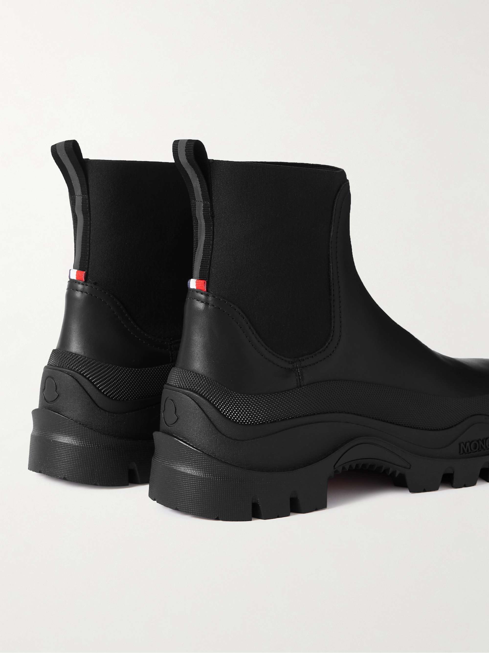 MONCLER Larue Rubber-Trimmed Leather Chelsea Boots for Men | MR PORTER