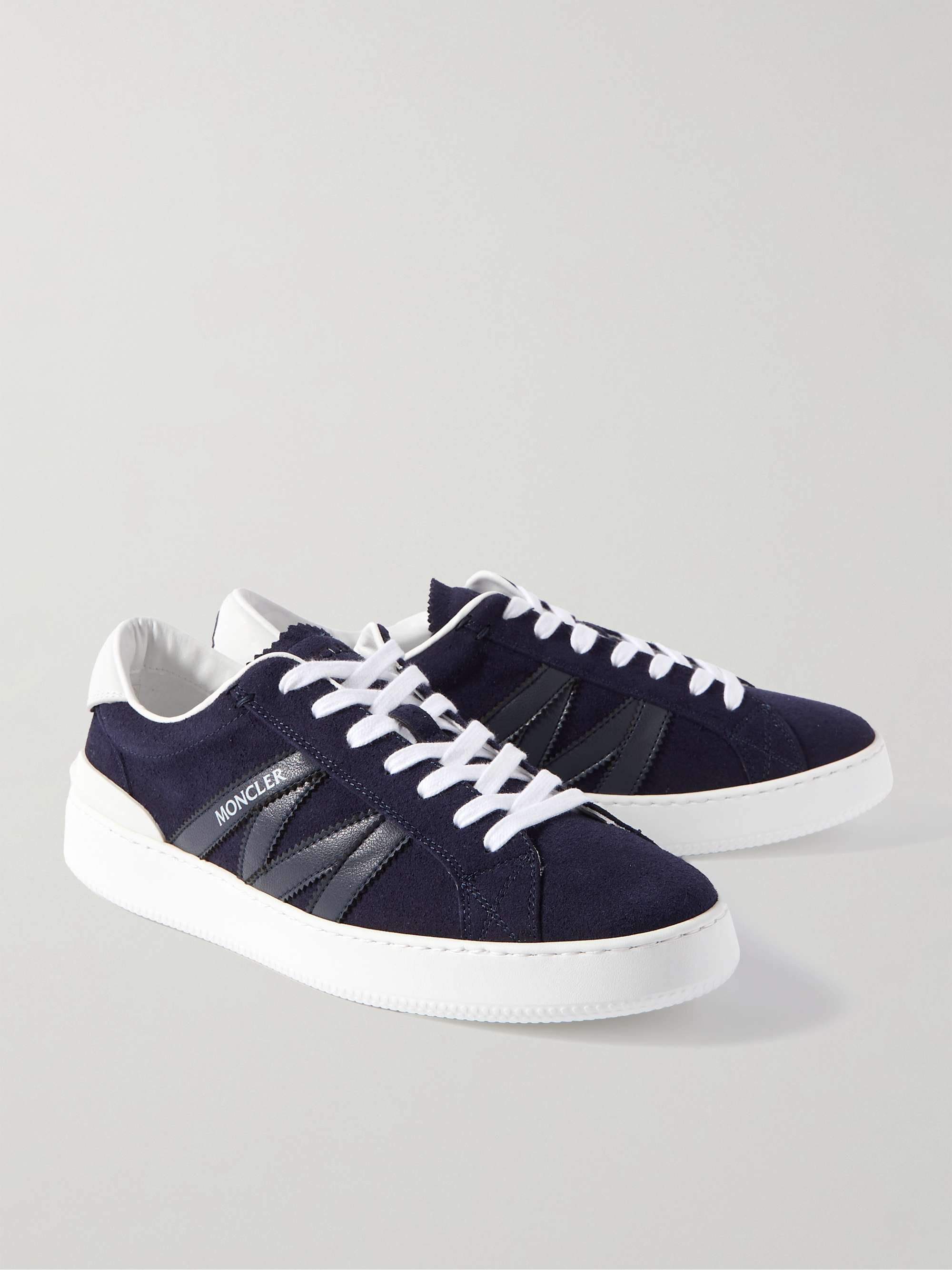 MONCLER Monaco M Leather-Trimmed Suede Sneakers for Men | MR PORTER