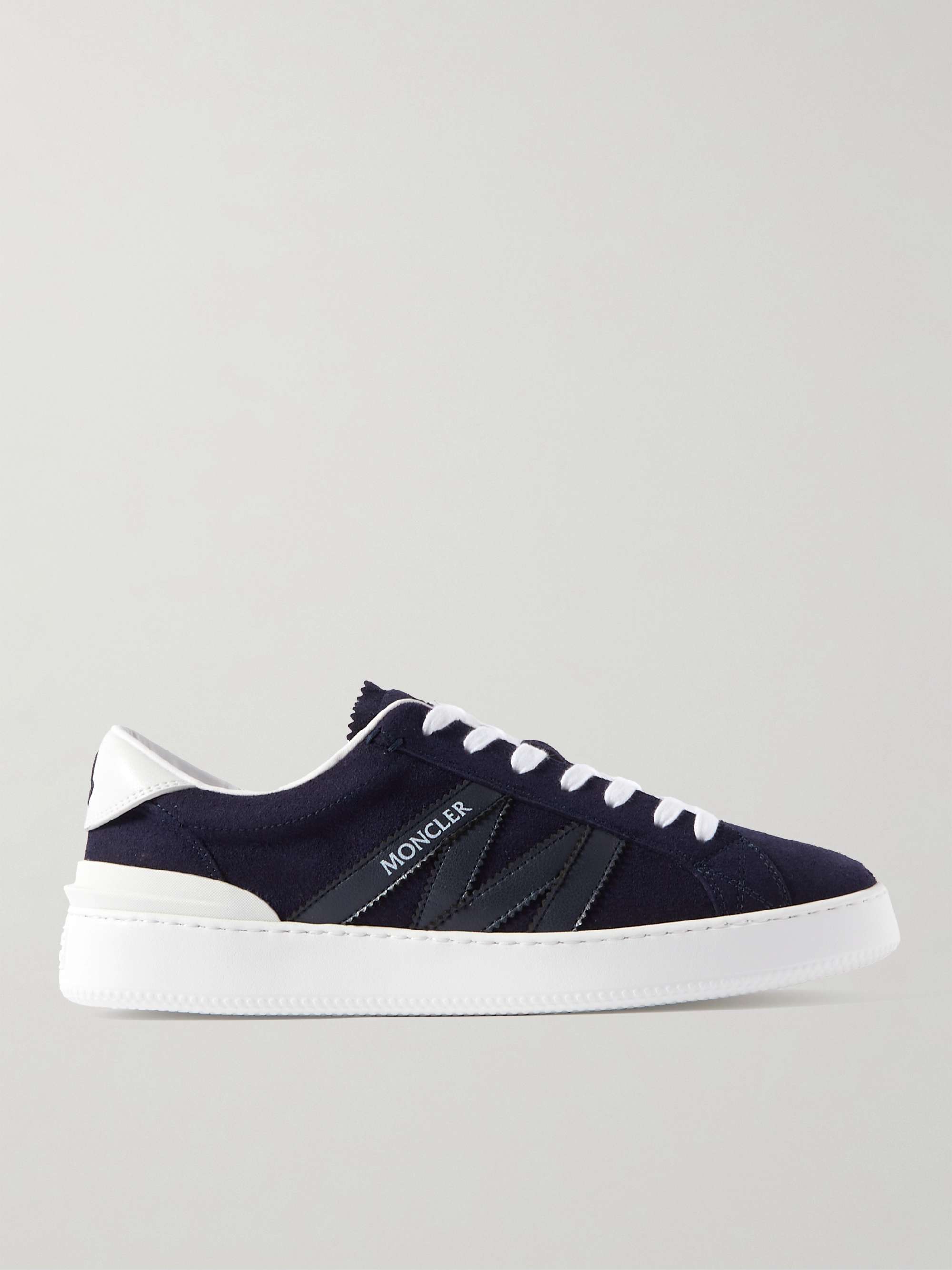 MONCLER Monaco M Leather-Trimmed Suede Sneakers for Men | MR PORTER