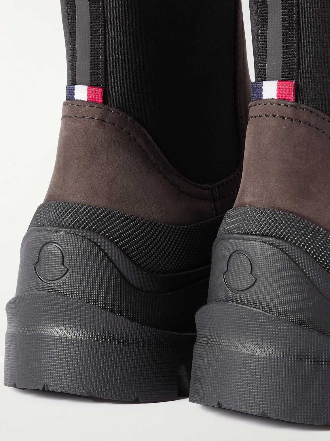 Shop Moncler Larue Rubber-trimmed Nubuck Chelsea Boots In Black