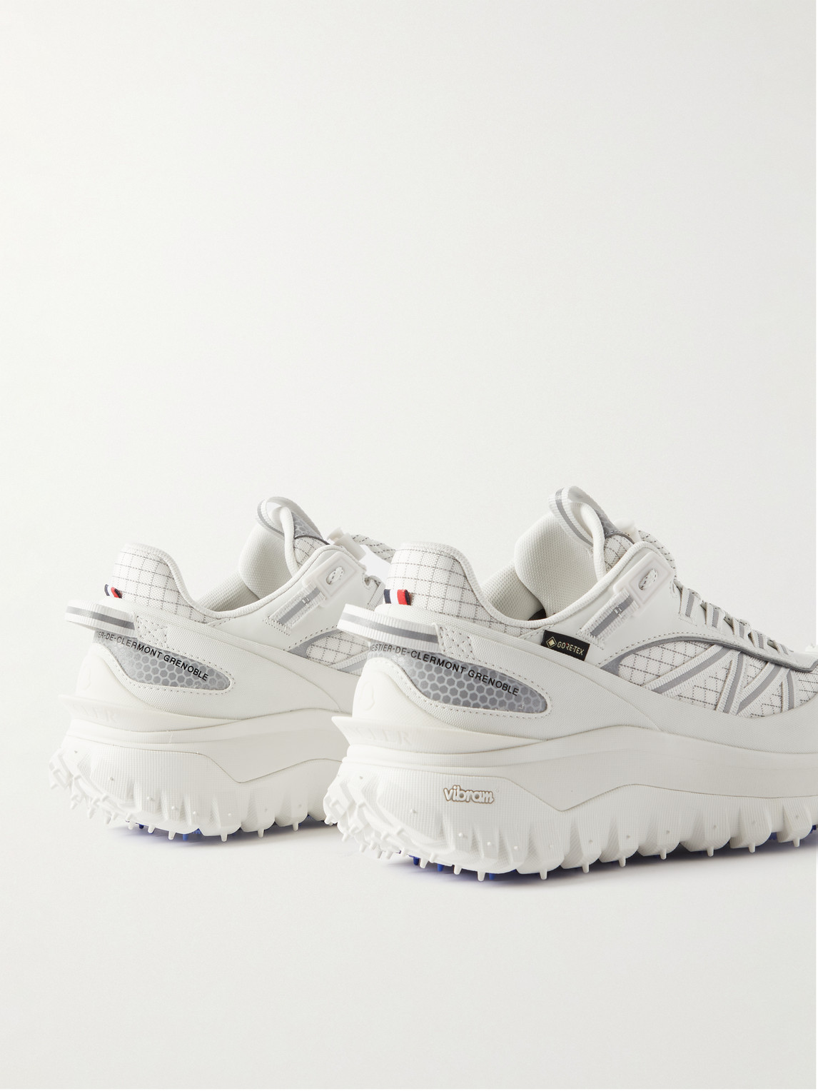 Shop Moncler Trailgrip Gtx Leather-trimmed Mesh And Canvas Sneakers In White