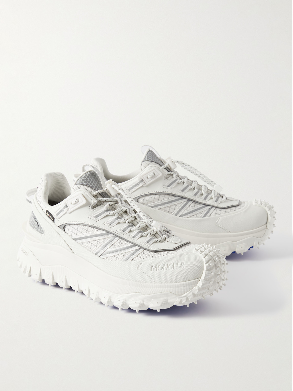 Shop Moncler Trailgrip Gtx Leather-trimmed Mesh And Canvas Sneakers In White