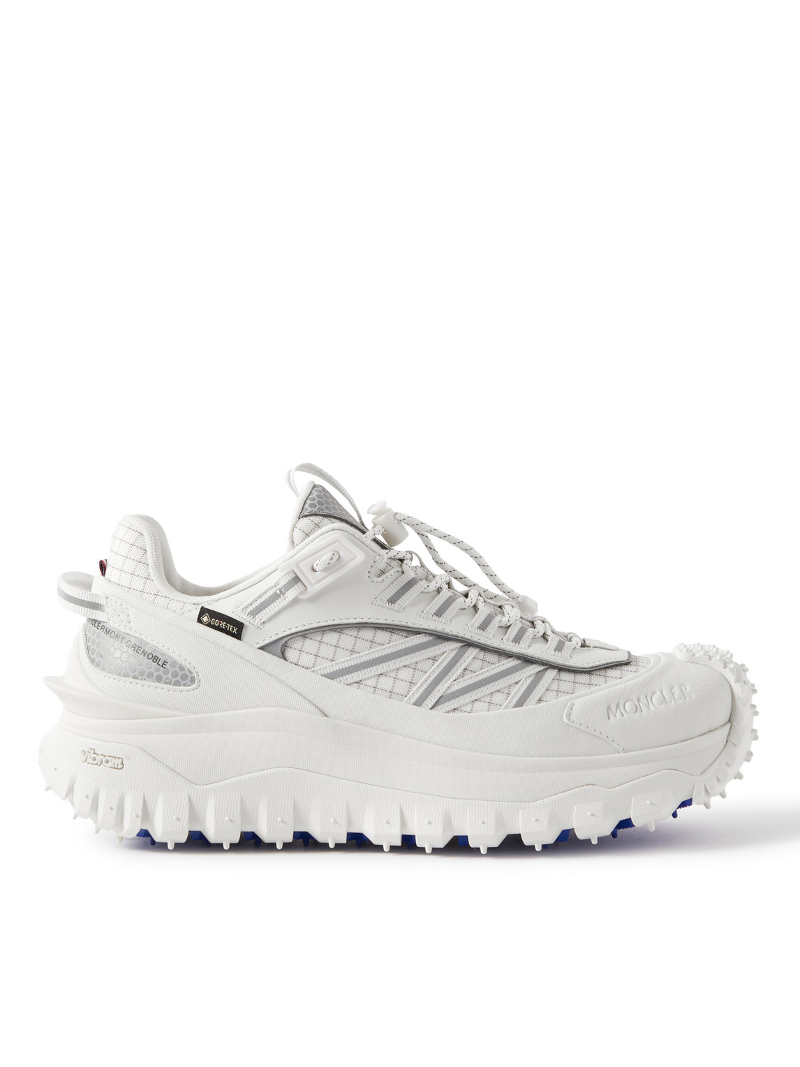 Shop Moncler Trailgrip Gtx Leather-trimmed Mesh And Canvas Sneakers In White