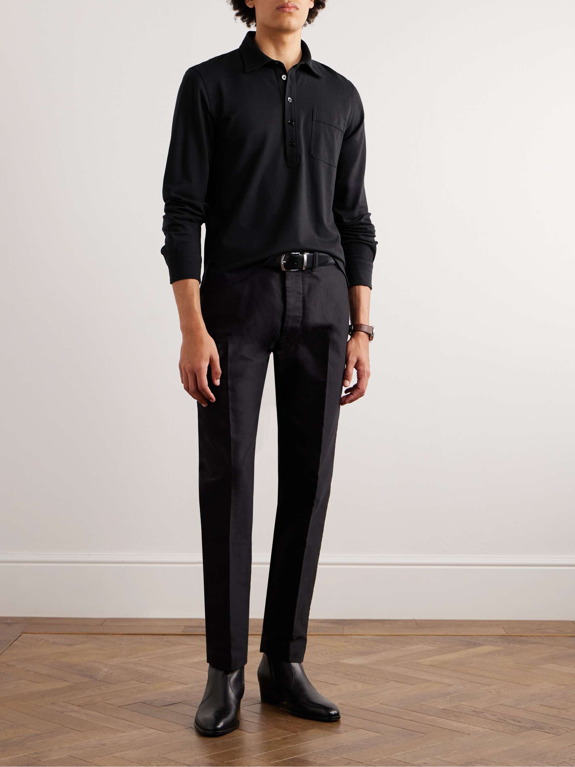 TOM FORD Cotton and Silk-Blend Piqué Polo Shirt for Men | MR PORTER