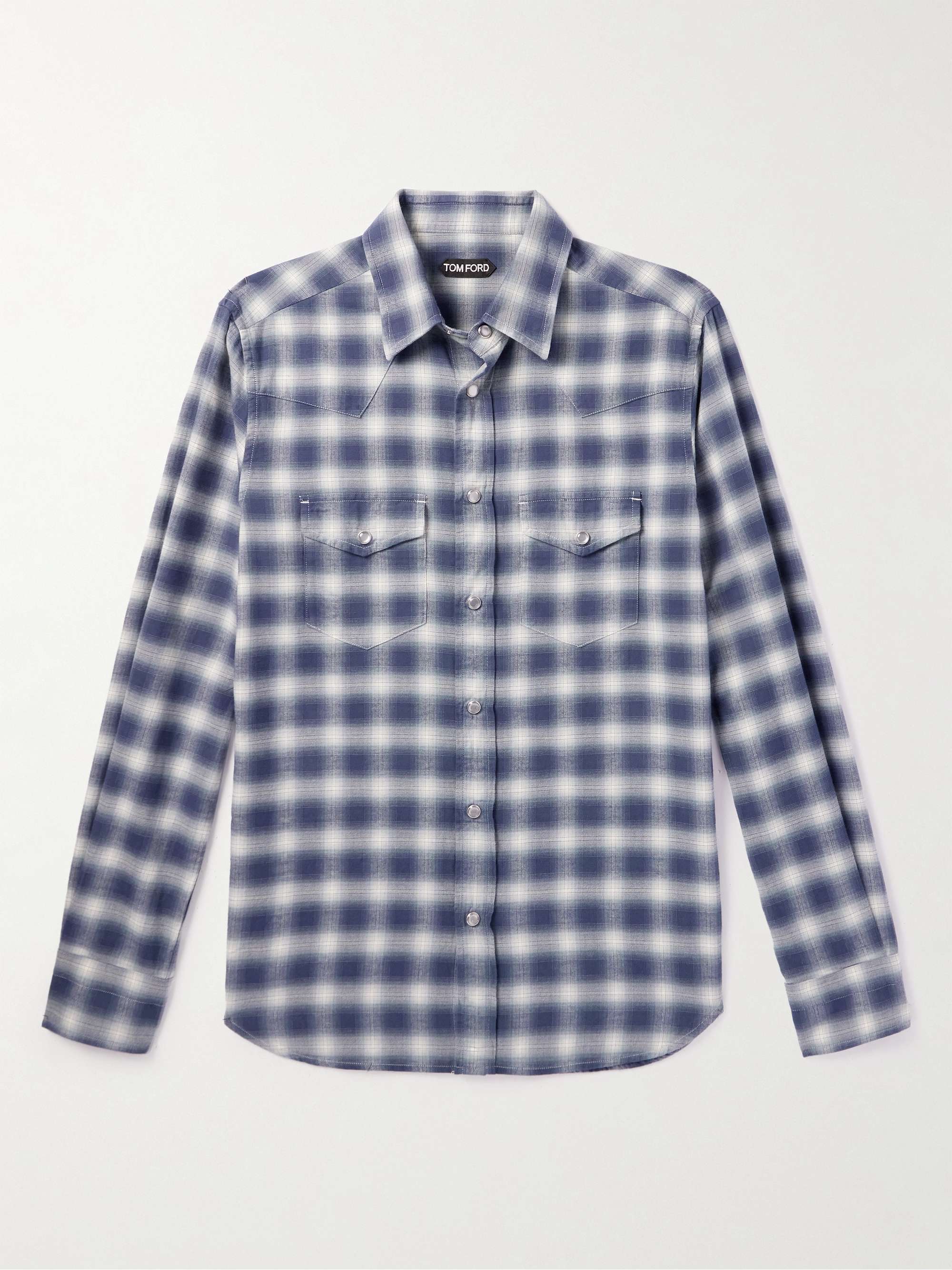 TOM FORD Shadow Checked Cotton-Poplin Western Shirt for Men | MR PORTER