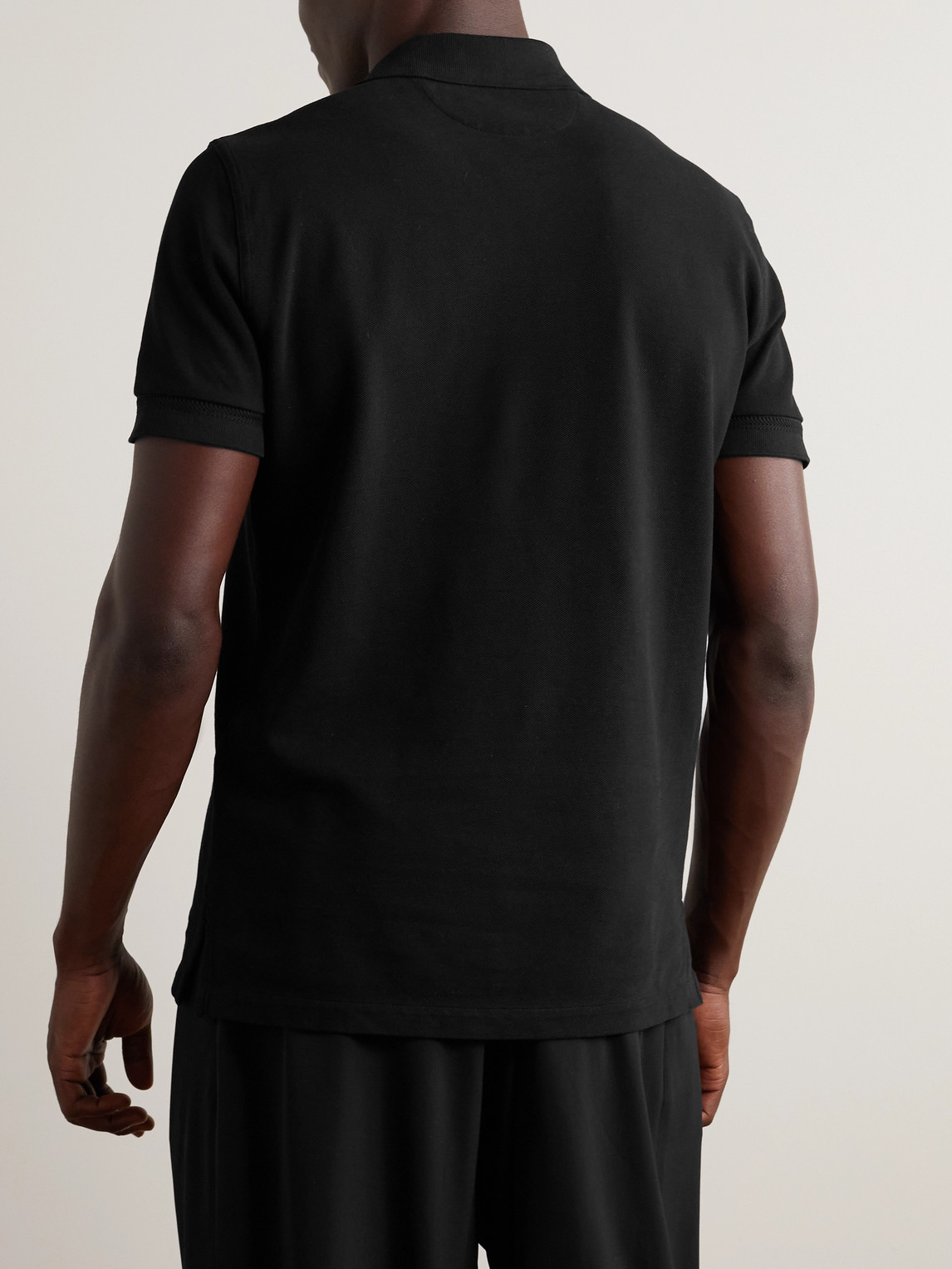 Shop Tom Ford Slim-fit Garment-dyed Cotton-piqué Polo Shirt In Black