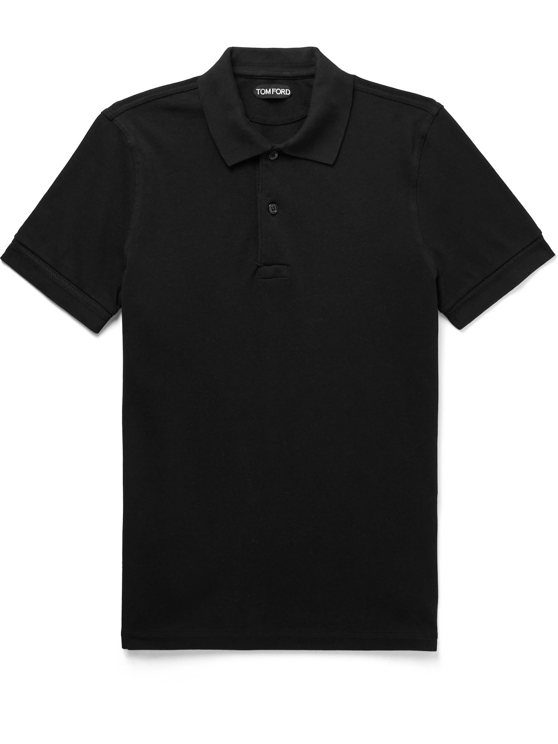 Shop Tom Ford Slim-fit Garment-dyed Cotton-piqué Polo Shirt In Black