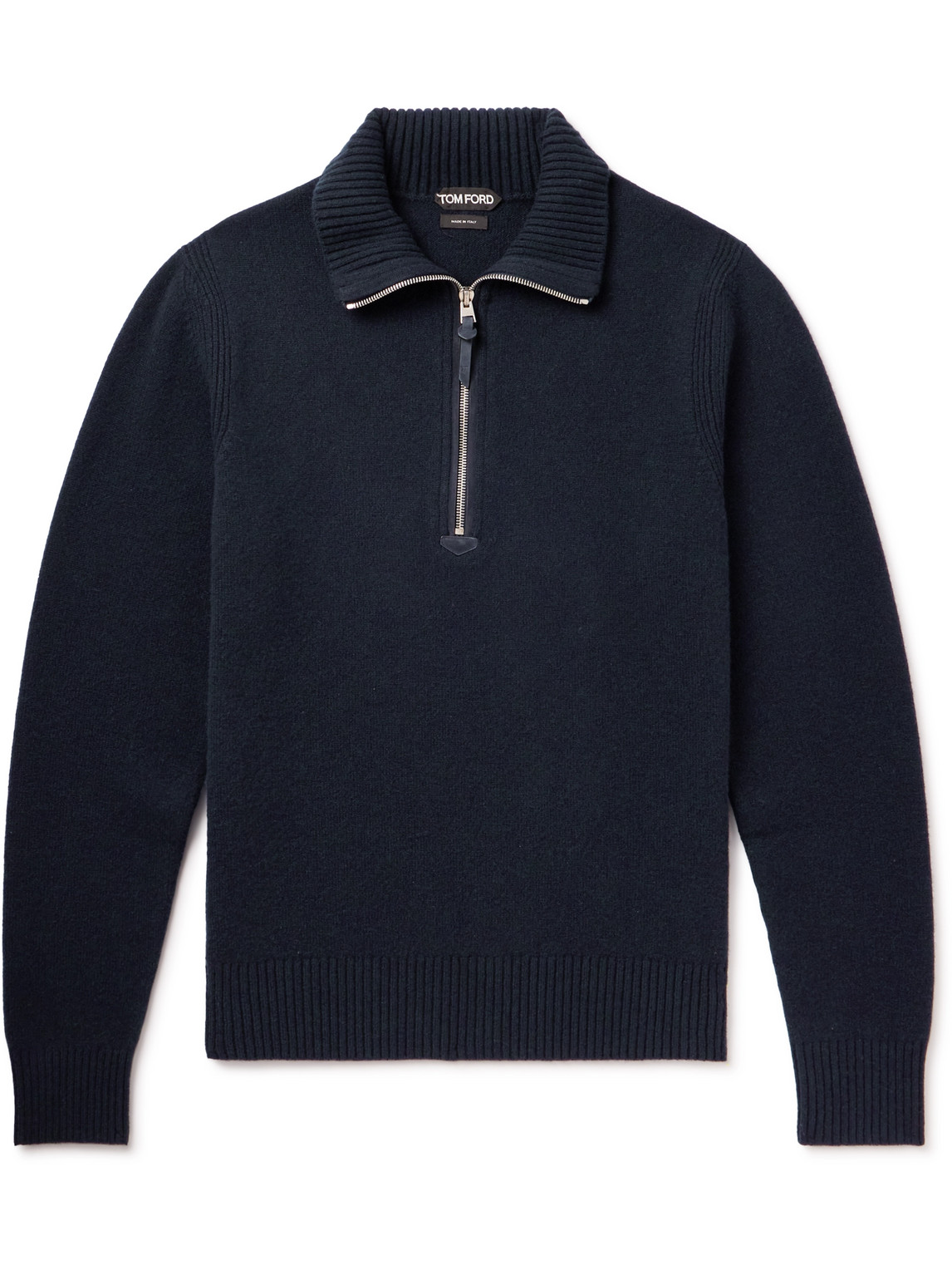 Tom Ford Wool-blend Half-zip Sweater In Blue