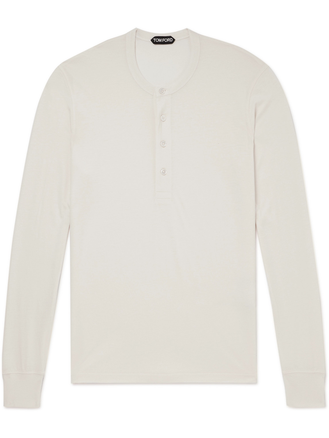 Tom Ford Lyocell And Cotton-blend Jersey Henley T-shirt In White