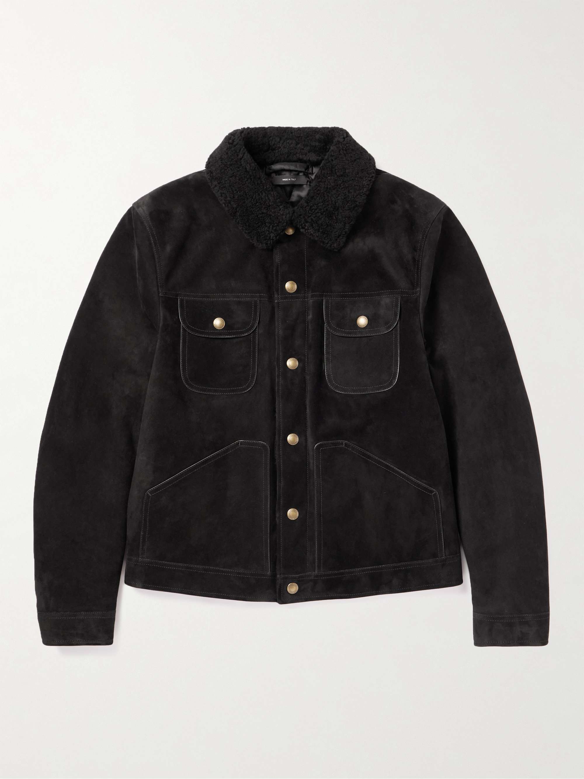 TOM FORD Shearling-Trimmed Suede Trucker Jacket for Men | MR PORTER