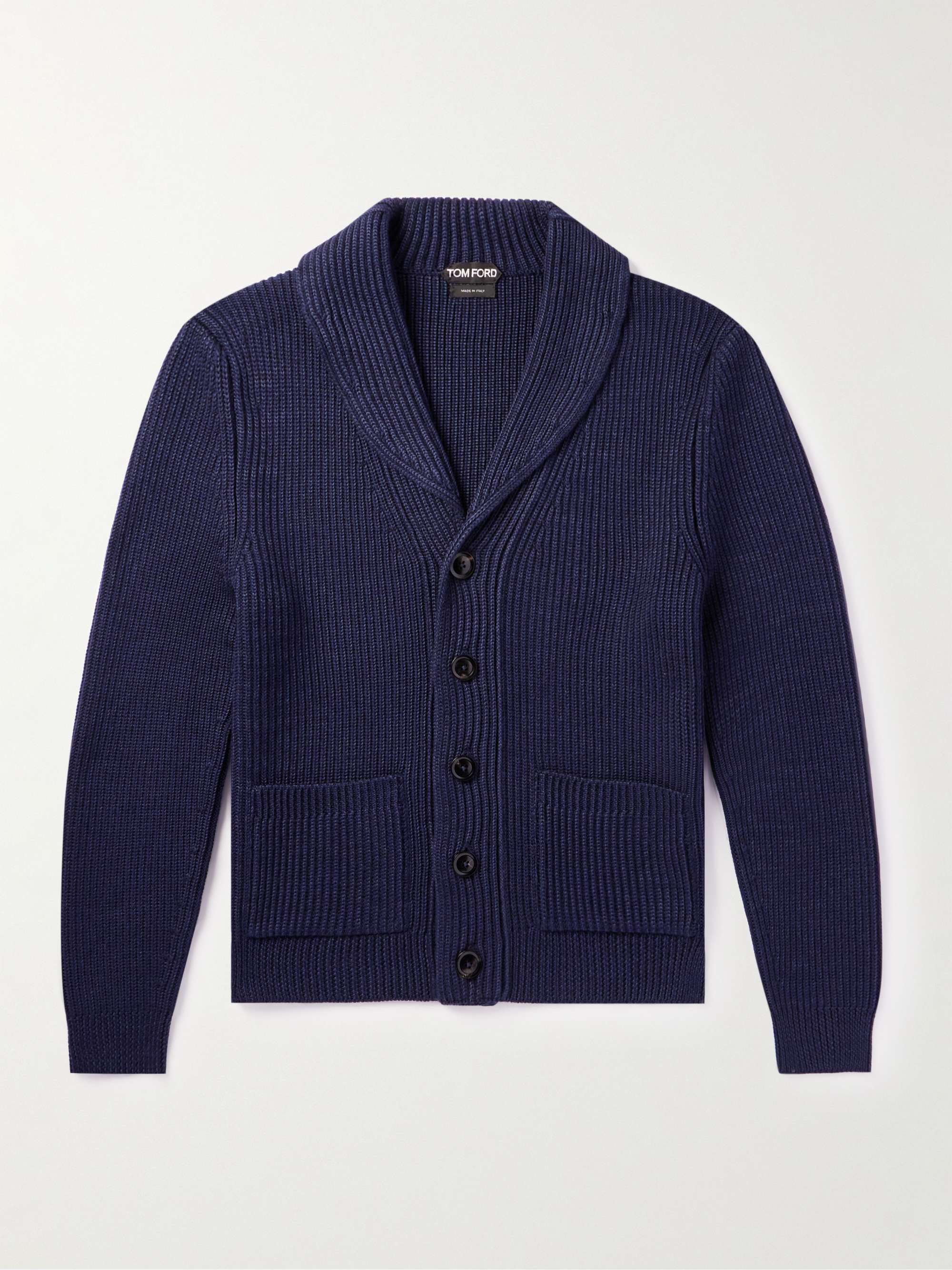 TOM FORD Shawl-Collar Ribbed Wool and Silk-Blend Cardigan for Men | MR ...