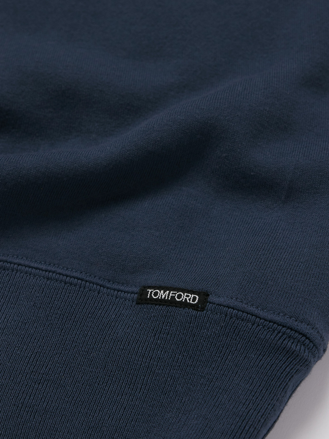 Shop Tom Ford Garment-dyed Cotton-jersey Sweatshirt In Blue