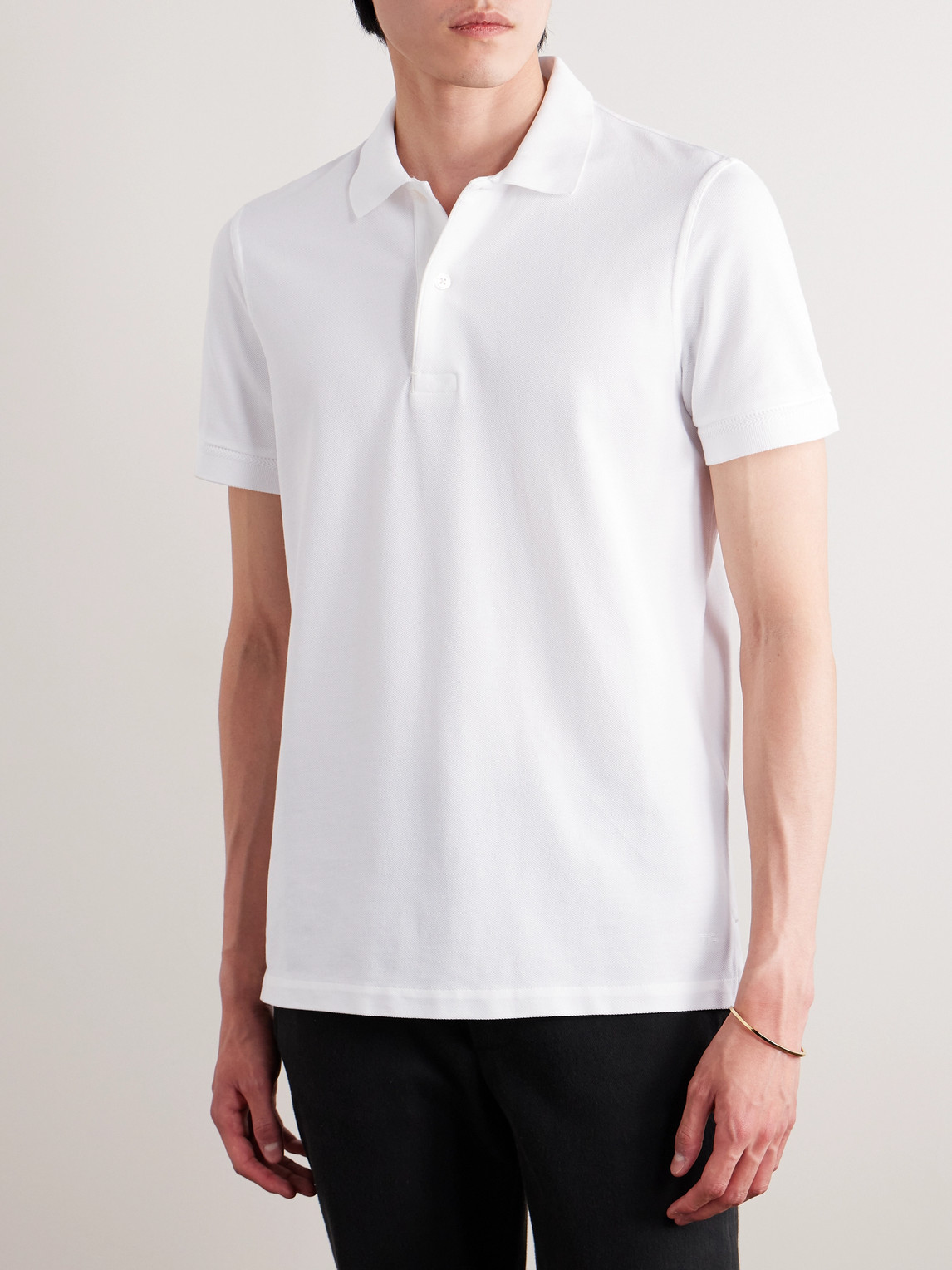 Shop Tom Ford Garment-dyed Cotton-piqué Polo Shirt In White